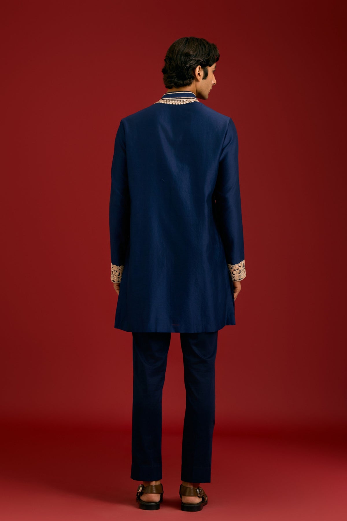 Navy Chanderi Cotton Kurta set
