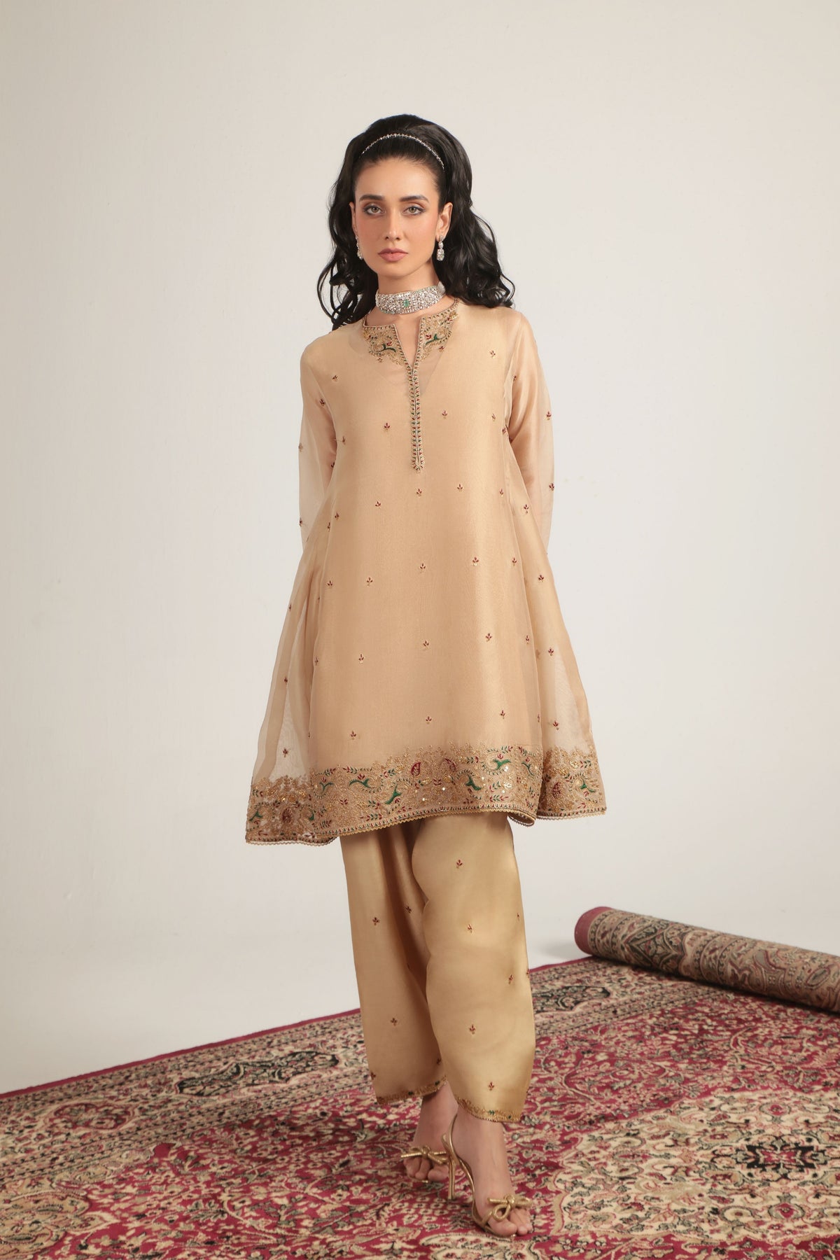 Ivory Short Pheran Kurta Set