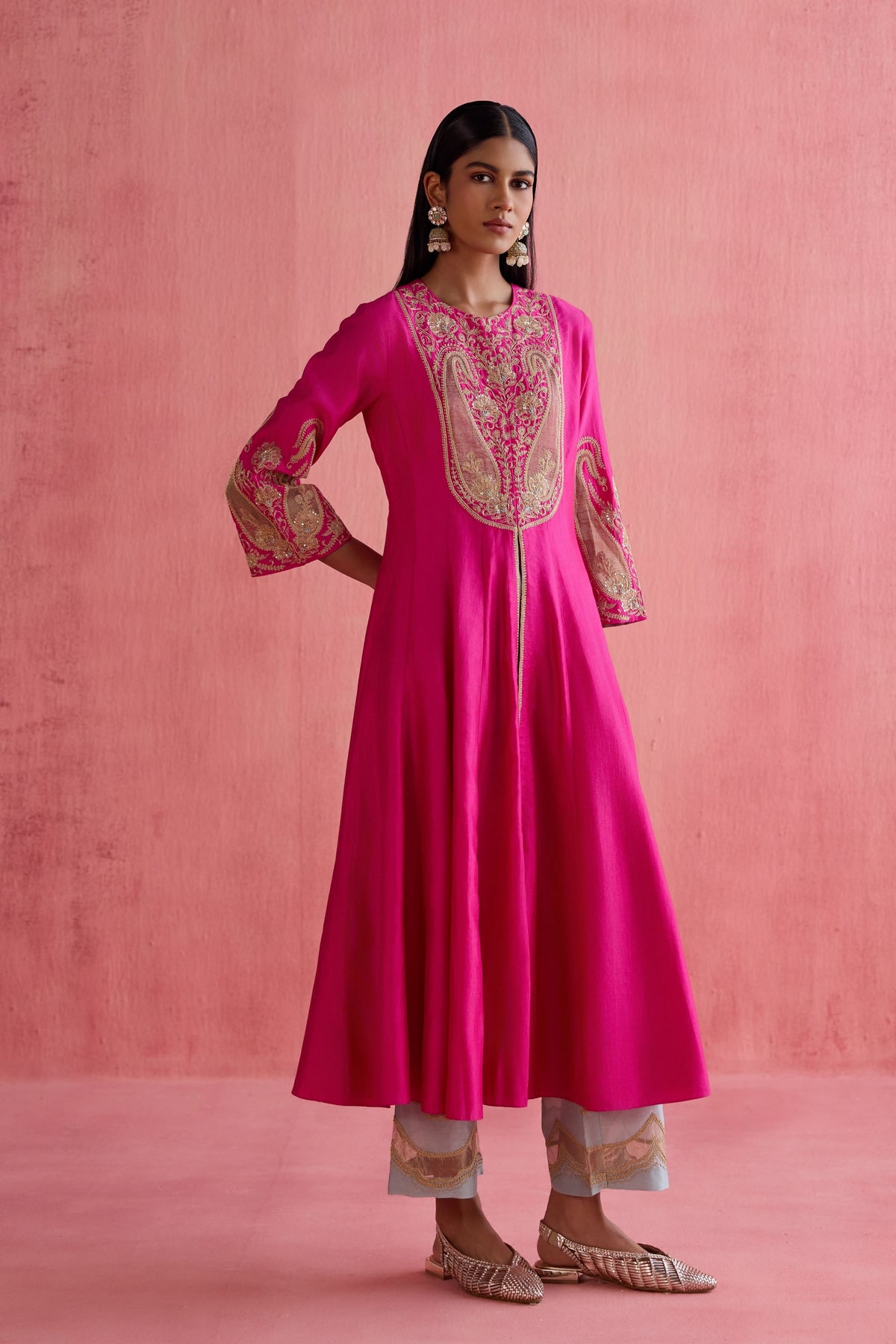 Zeenat Fuchsia Anarkali Set