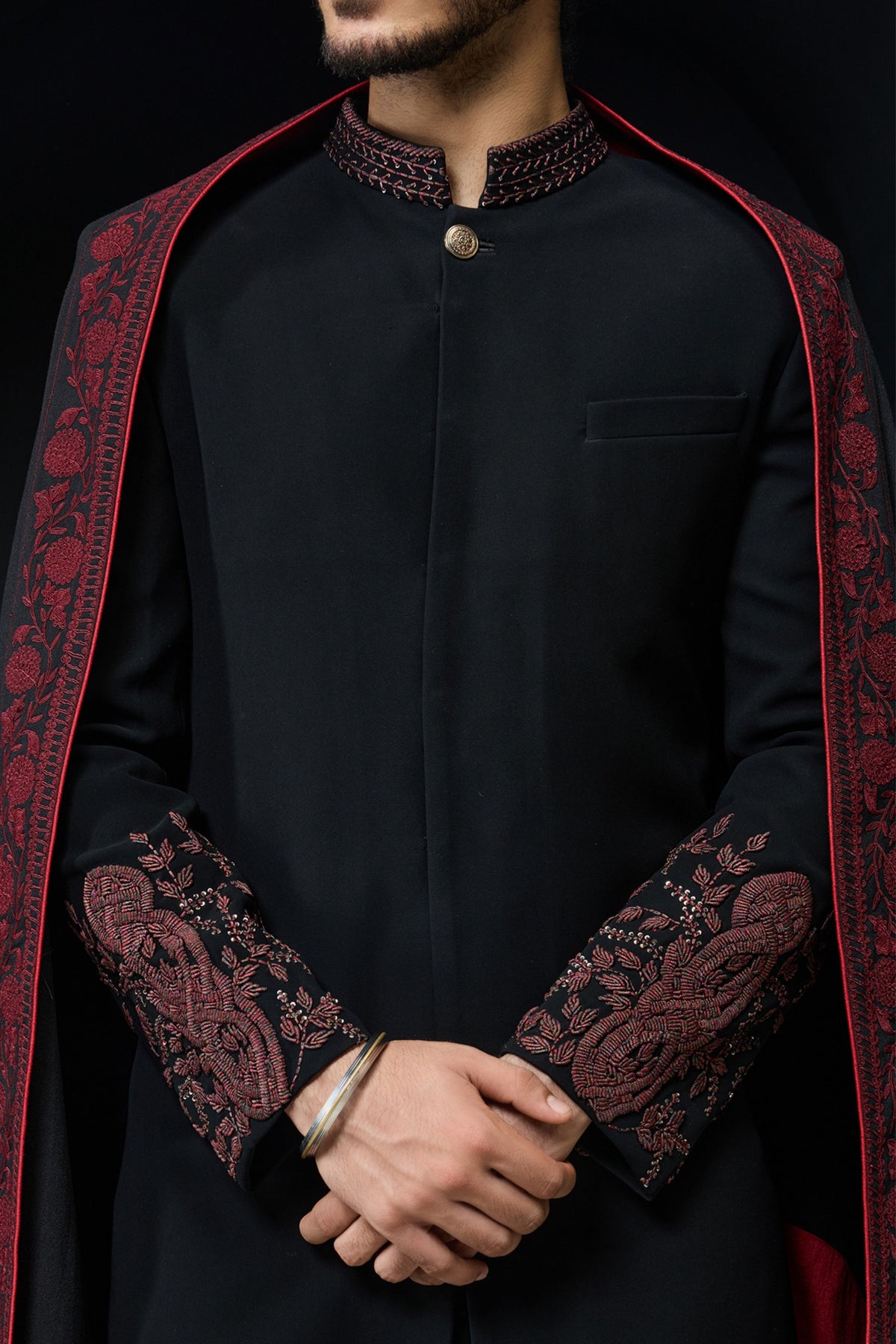 Black Indo Western Thread Set