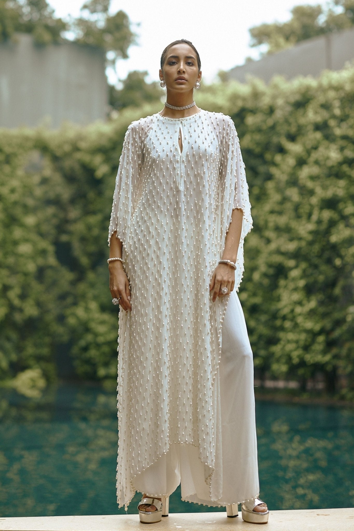 Pearl Drop Kaftaan Set - Vvani by Vani Vats - Elahe