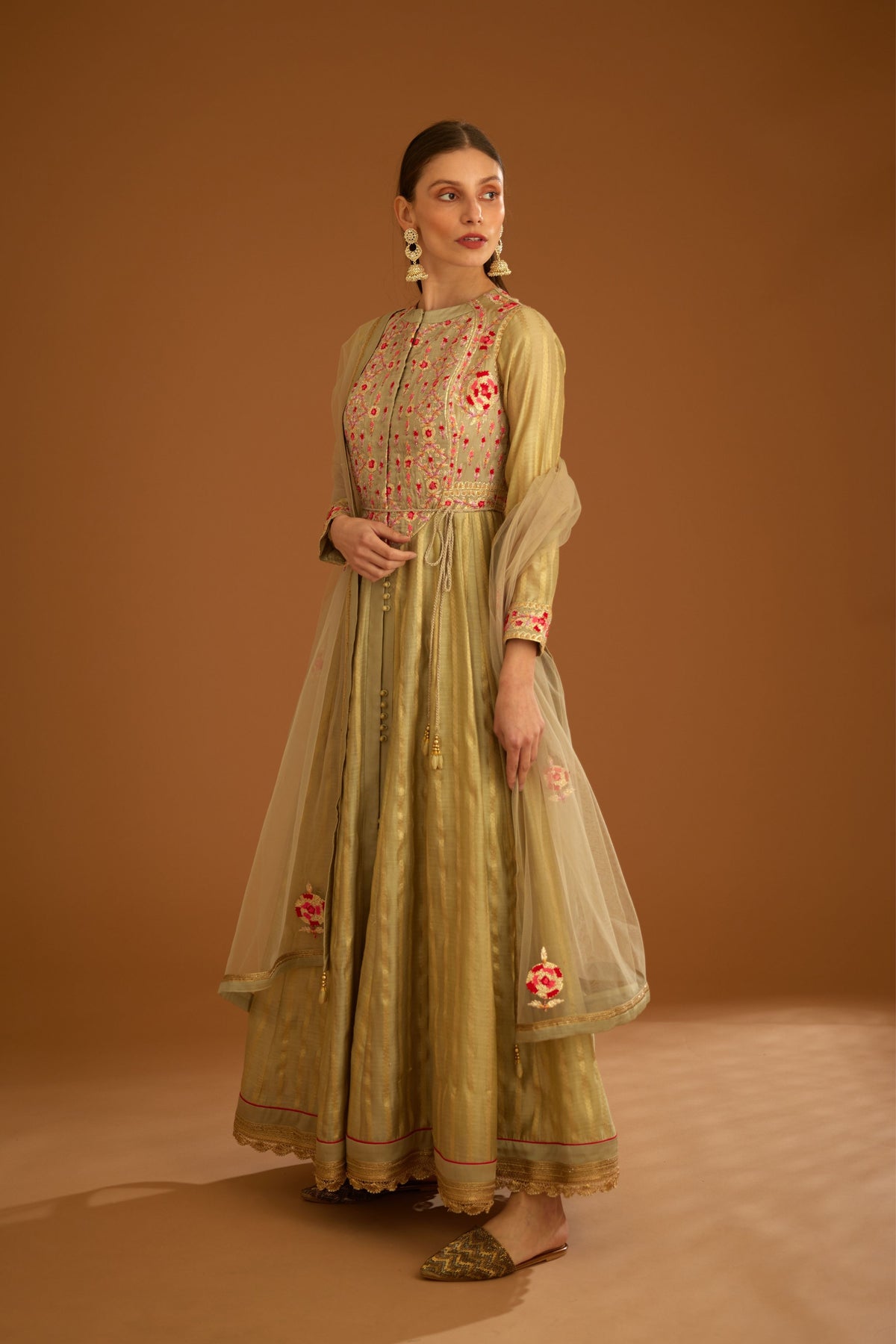 Neutral Anarkali set