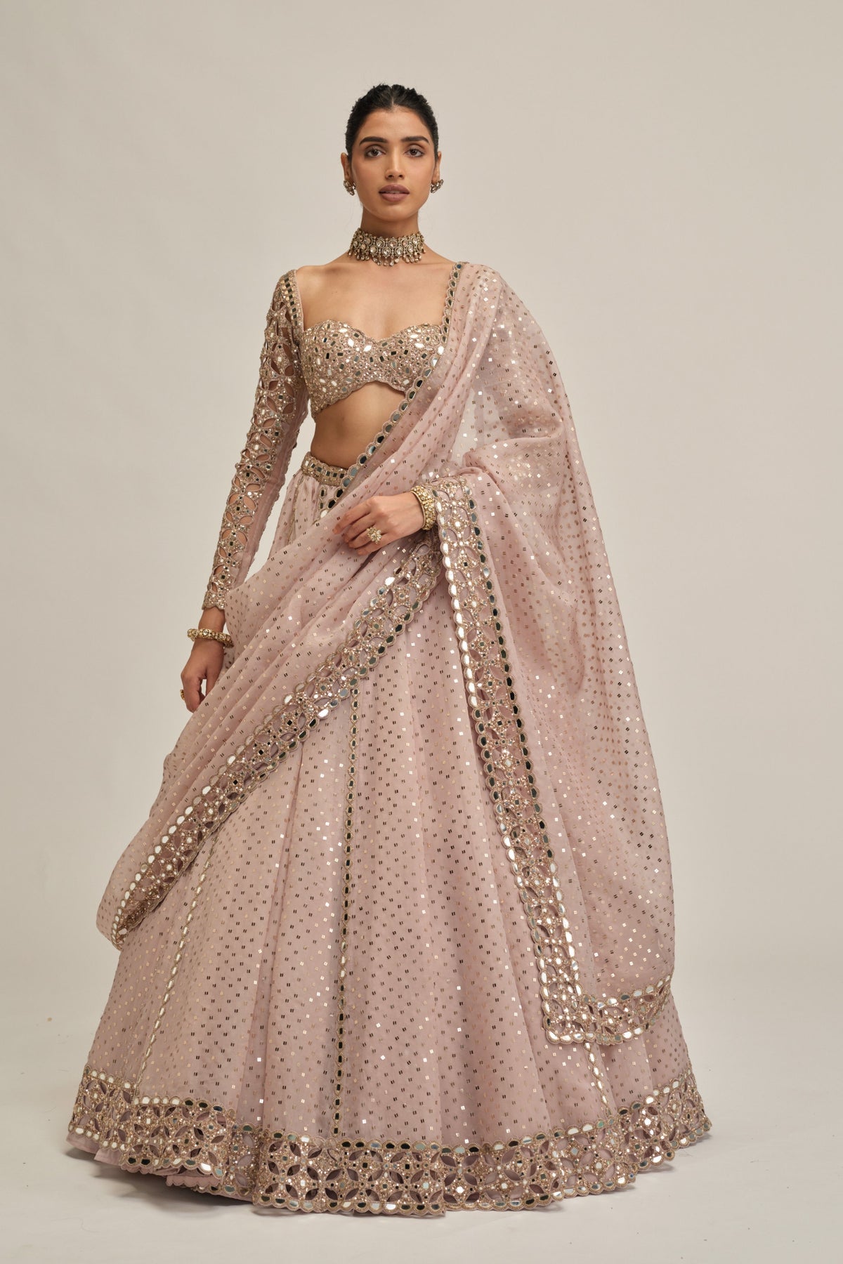 Ash Pink Lehenga Set