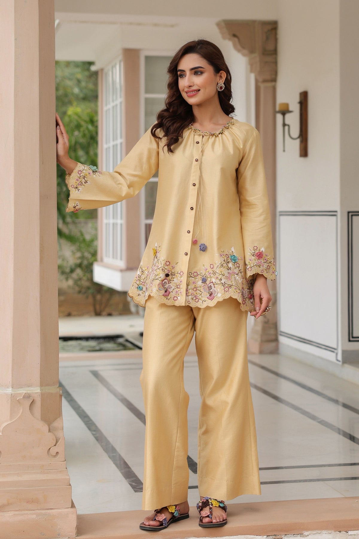 Gulzar Ivory Scallop Co-ord Set