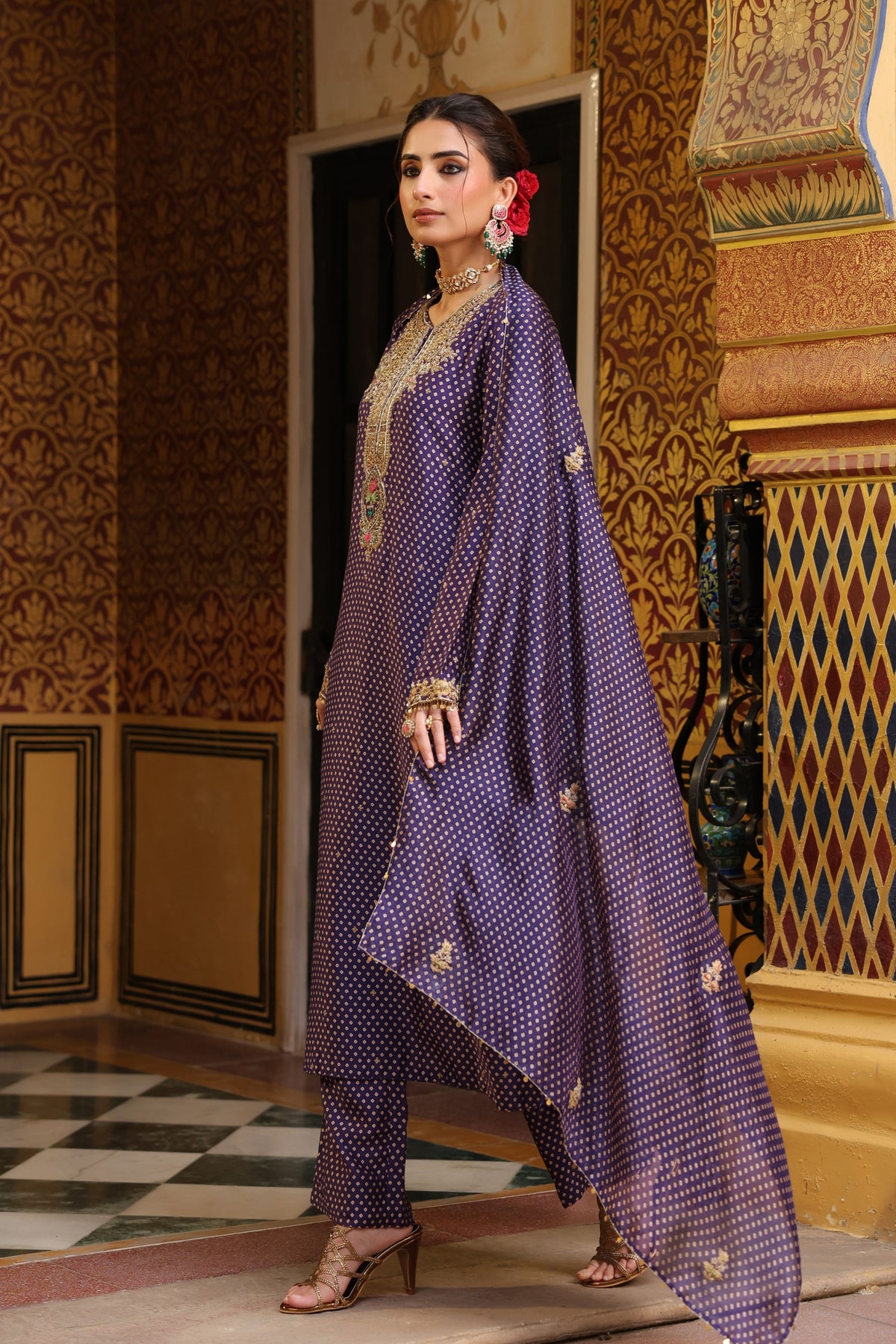 Ahista Purple Printed Kurta Set