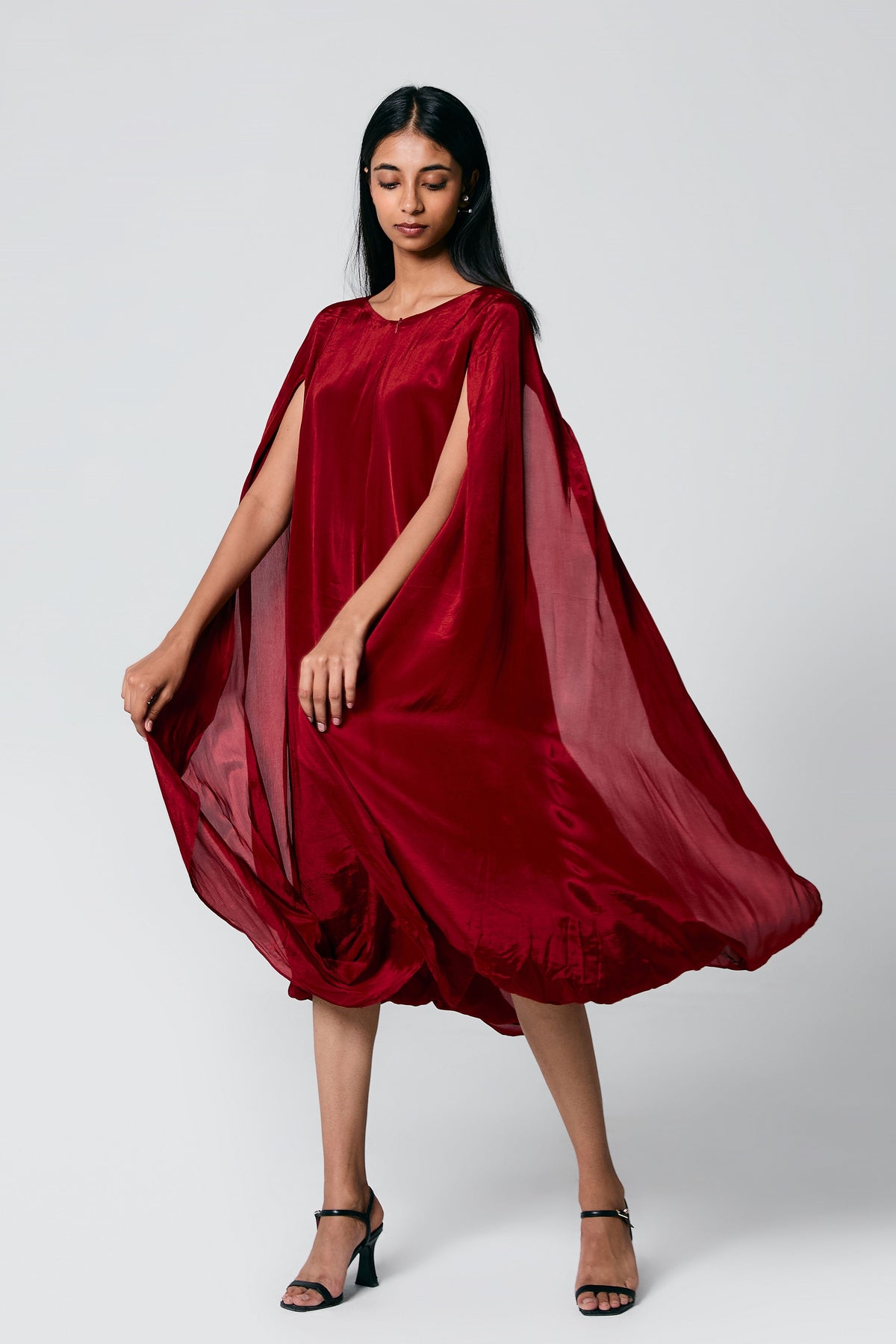 Red Double Cowl Dress