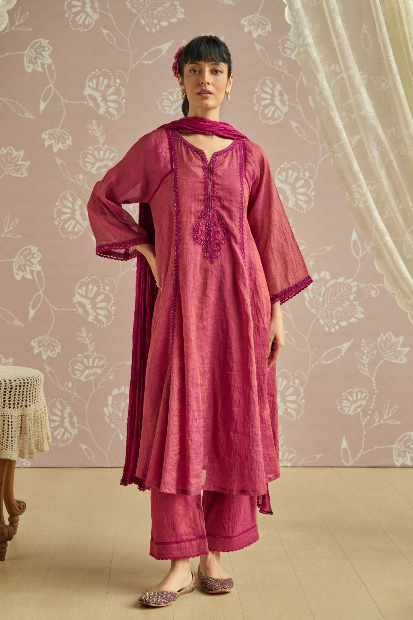 Magenta Tara Kurta Set - Kritika Dawar - Elahe