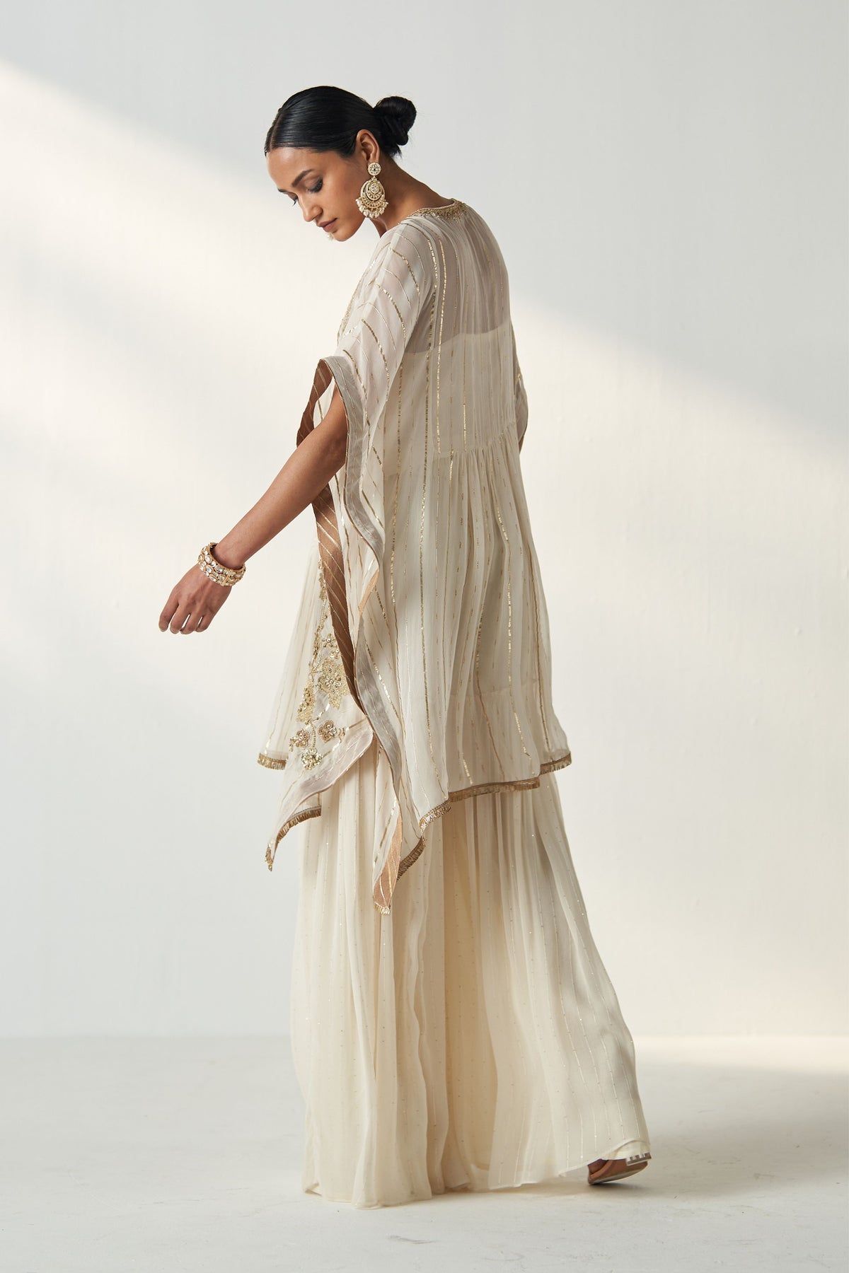 Suhana Ivory Kaftan Gharara Set