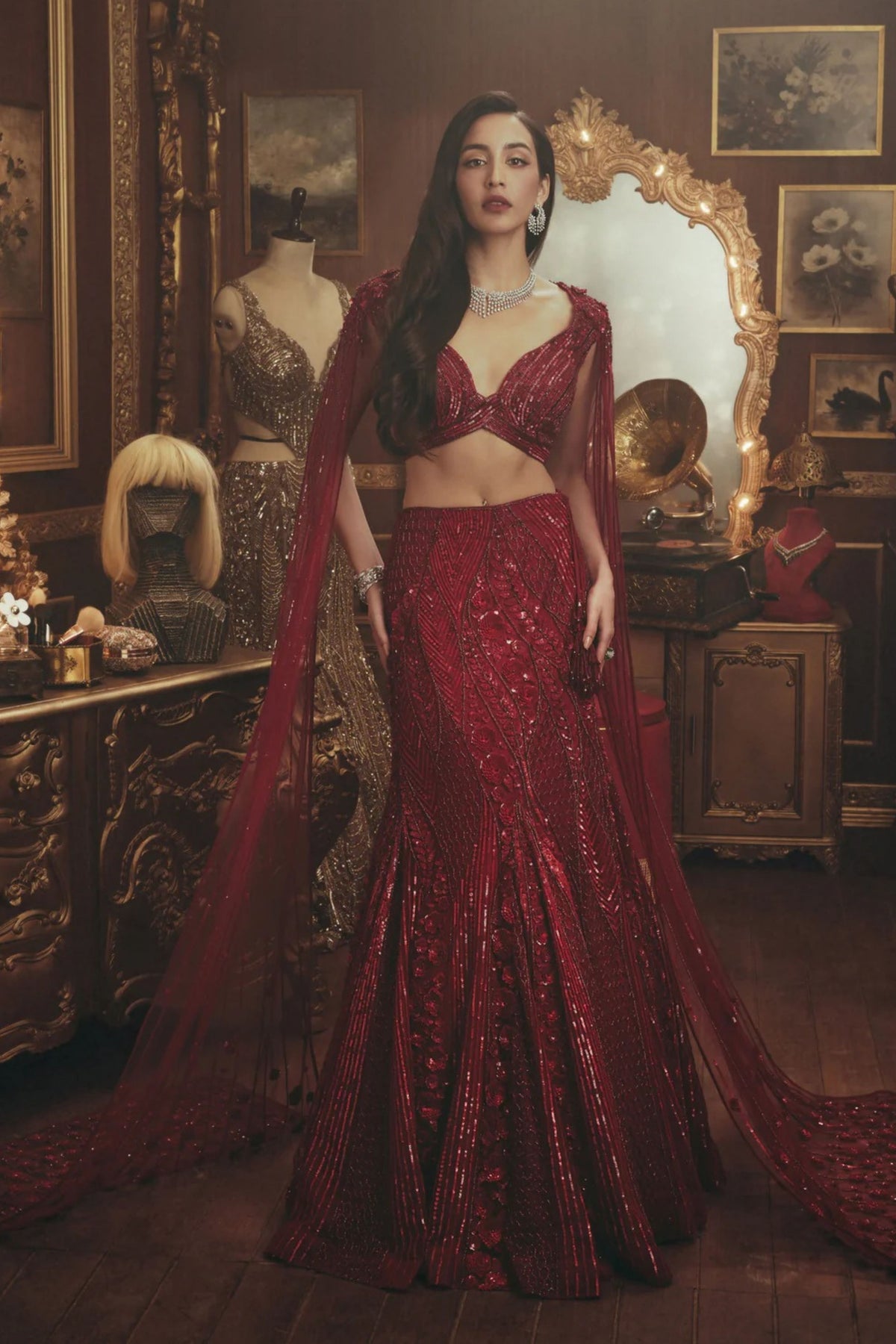 Clara Red Lehenga Set