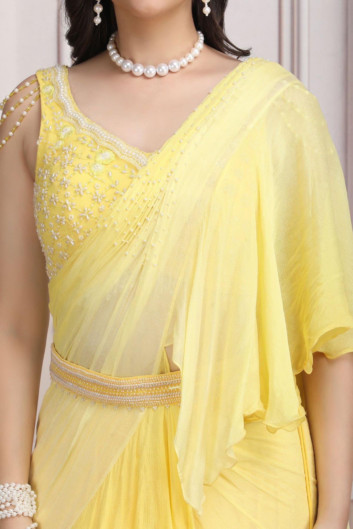 Ruffle Pre-draped Lehenga