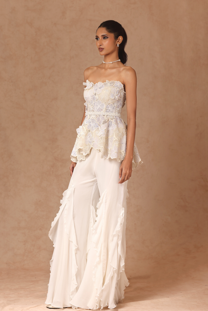 Shriya Som - 3d Embroidered Corset Peplum With Belt - Elahe