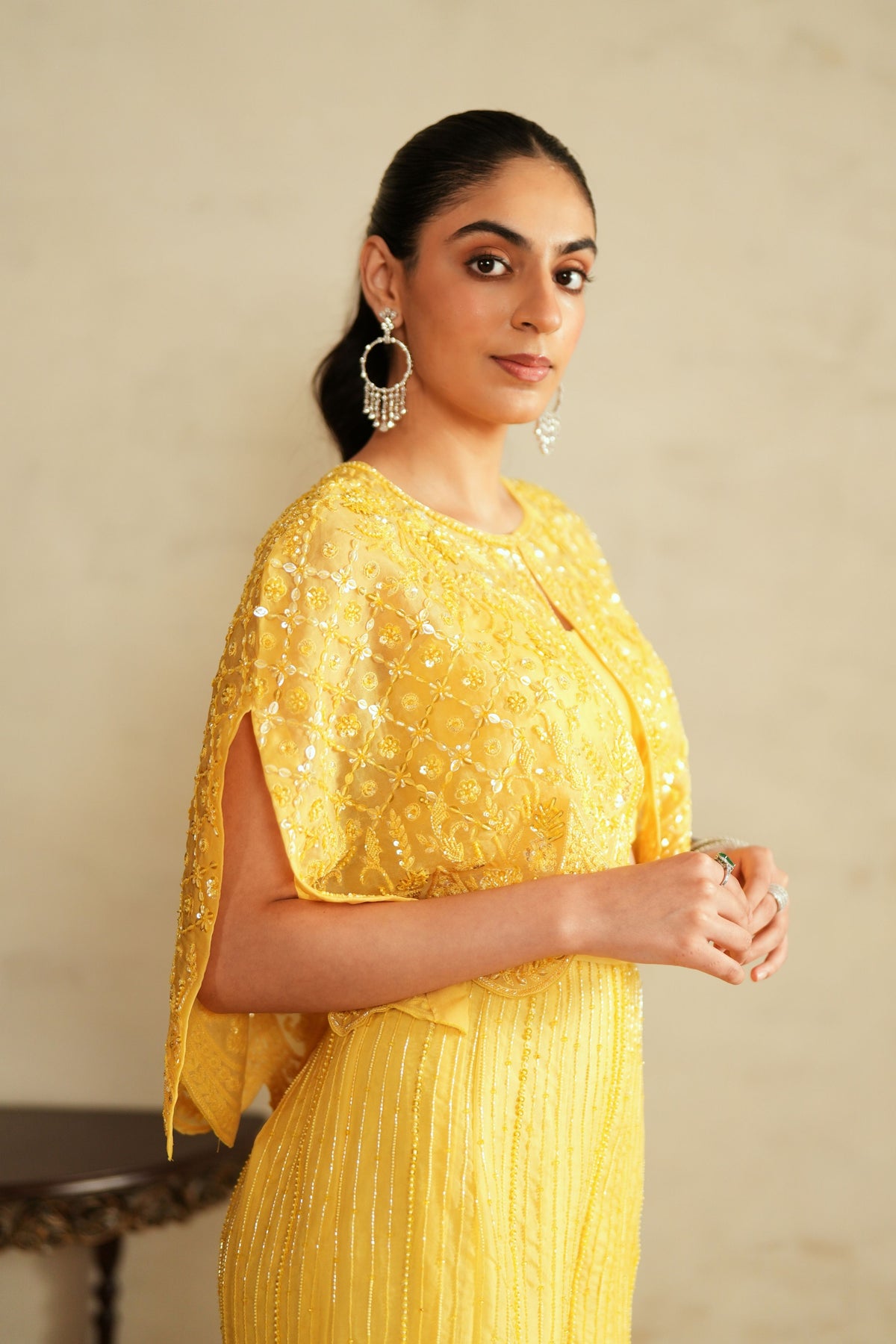 Yellow Cape Sharara Set