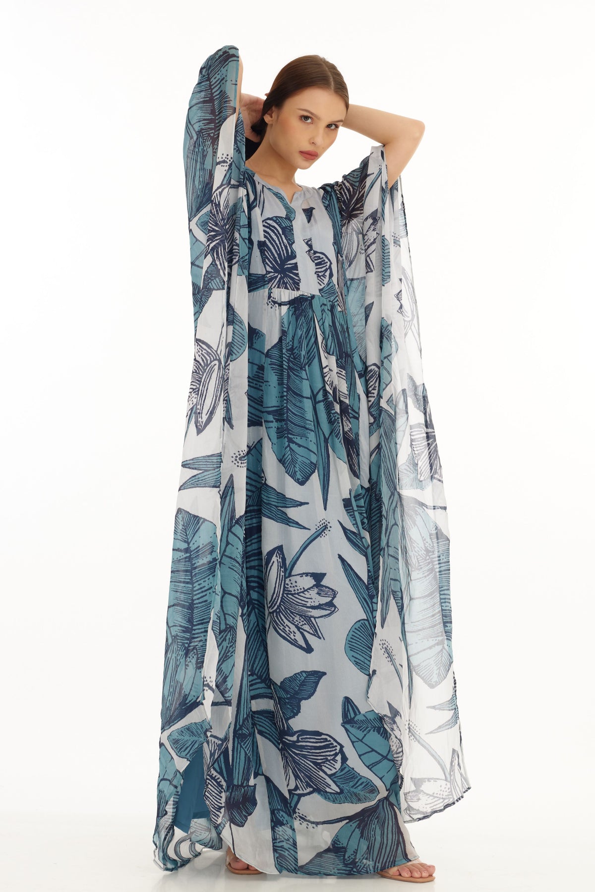 Blue and White Kaftan Dress