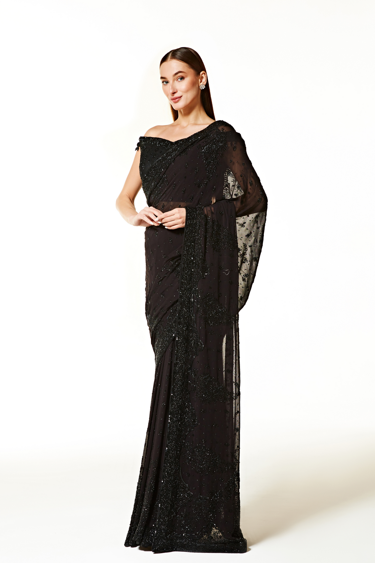 Black Zaynab Saree Set