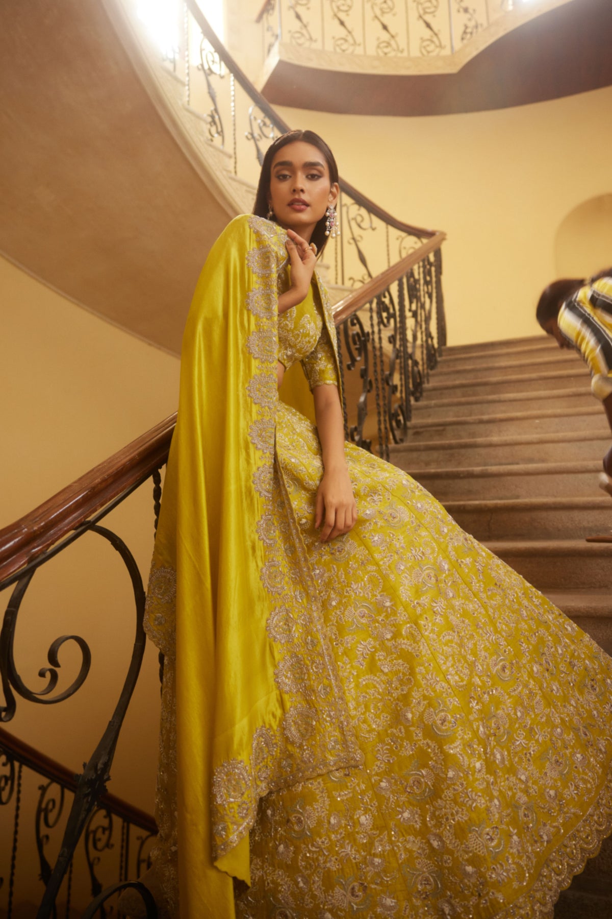 Embroidered Mustard Lehenga Set