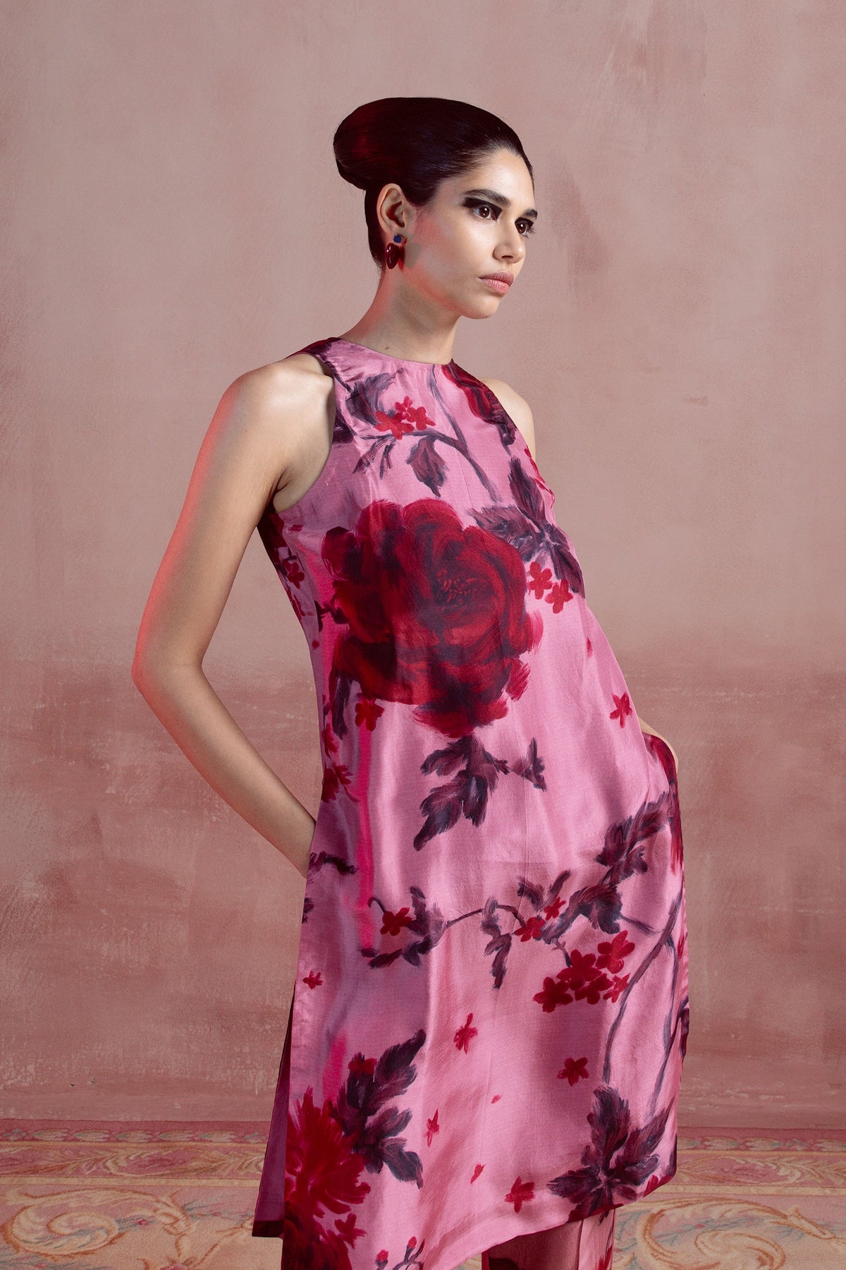 Cherry Pink Printed Kurta Set