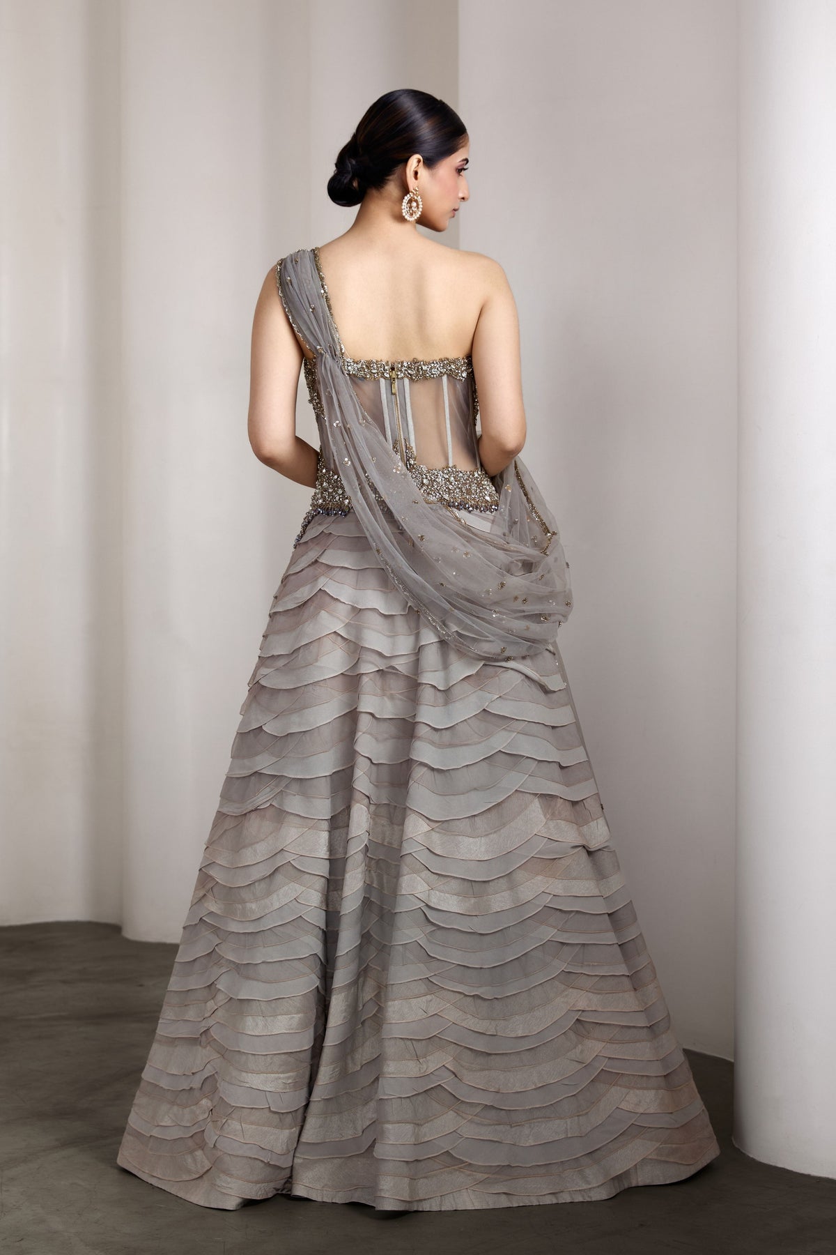 Grey Ruffled Gown
