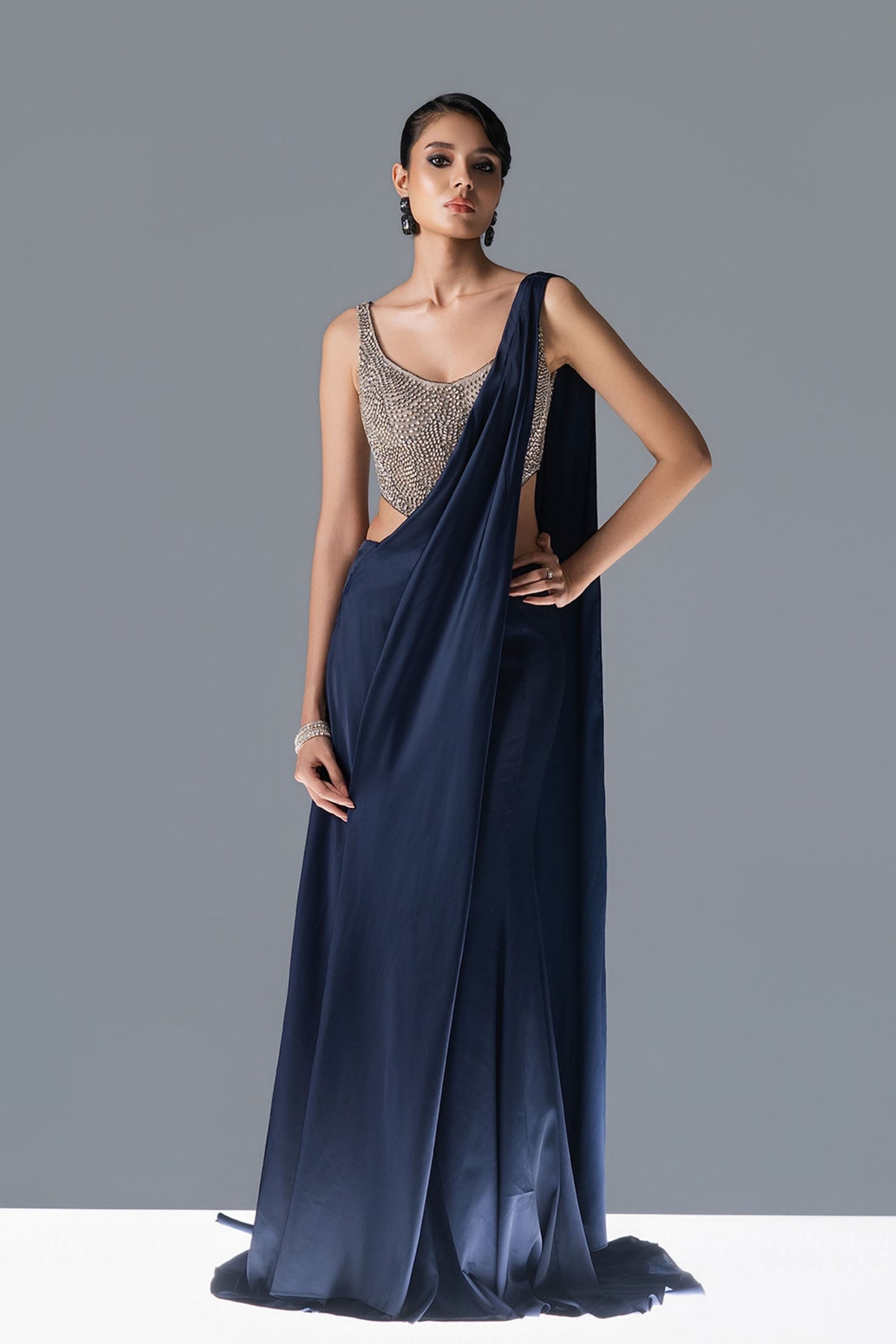Crystal Eclipse Draped Saree Set