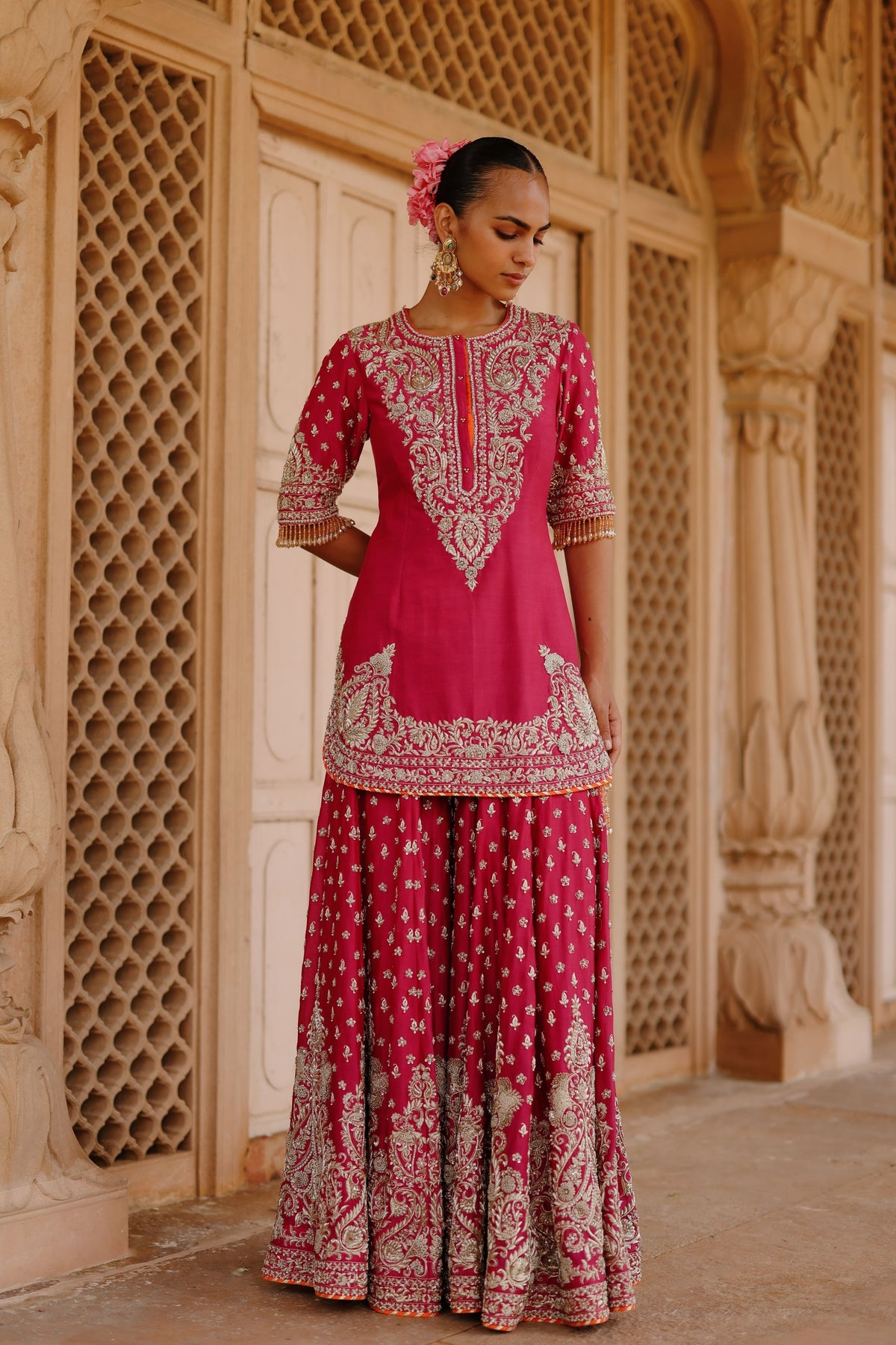 Maysam Hot Pink Sharara Set
