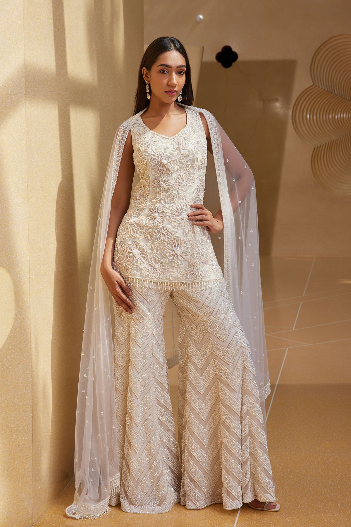 Ivory Sharara With Dupatta