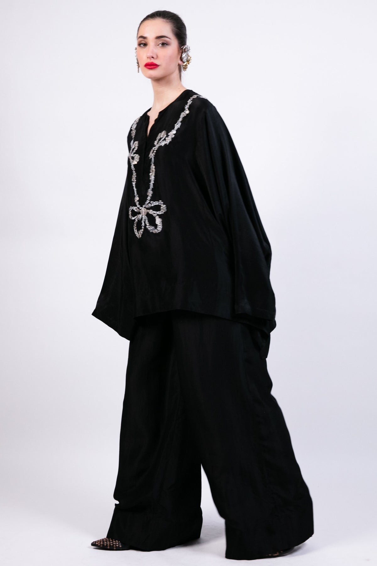Short Boxy Black Tunic Set