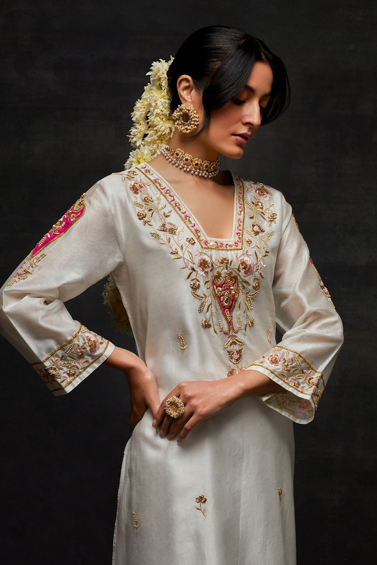 White Yoke Kurta Set