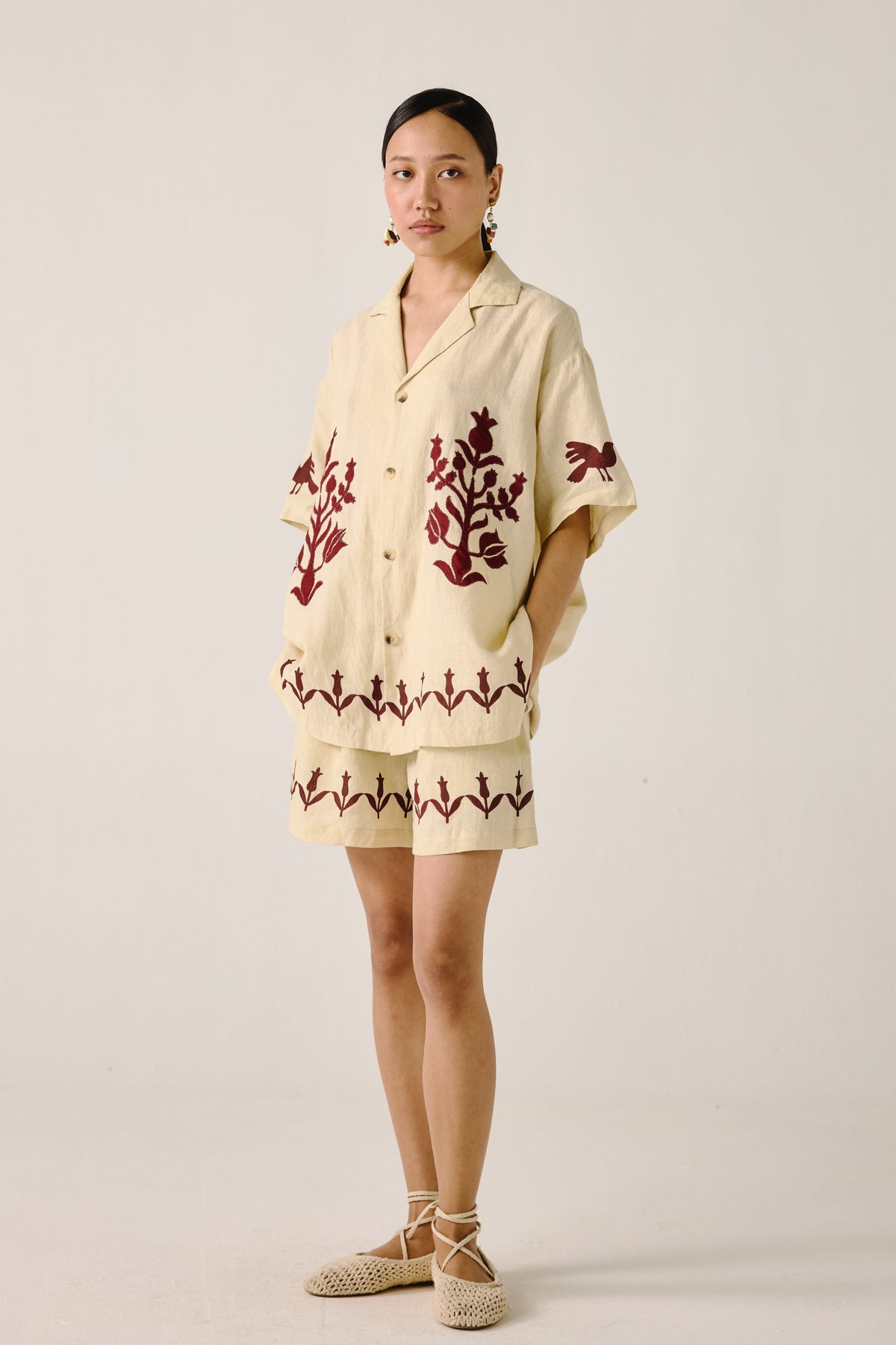 Ivory Bird Applique Unisex Set