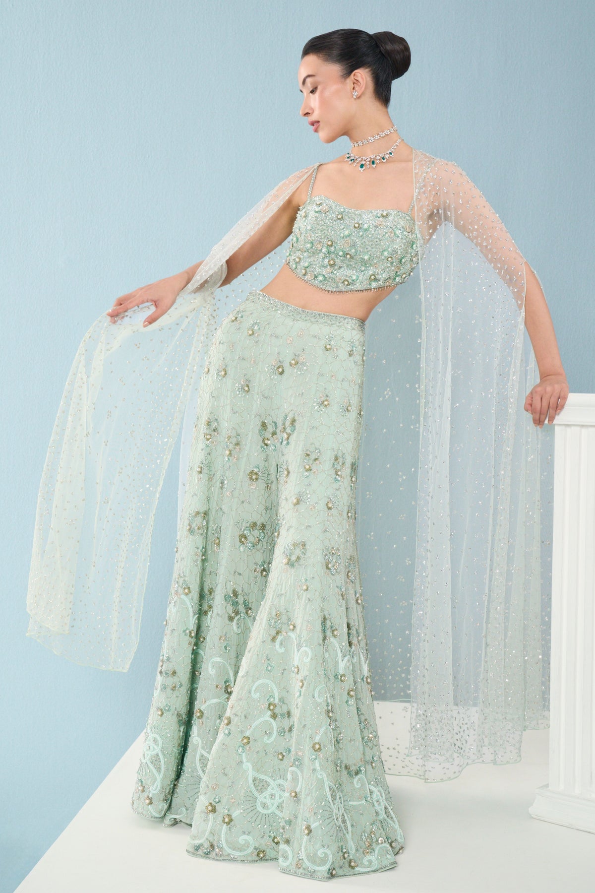 High Waist Sharara With Cape