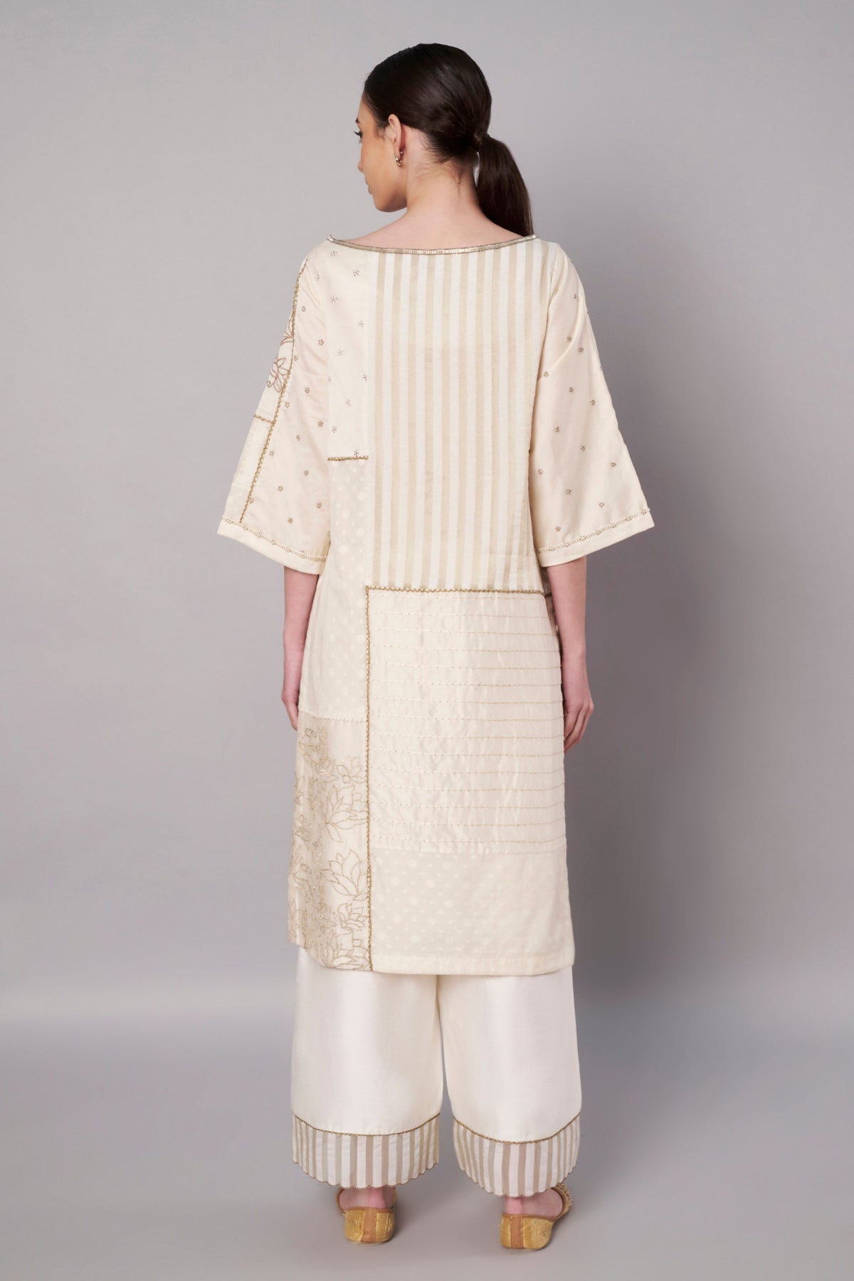 Spring Collage Ivory Kurta Set