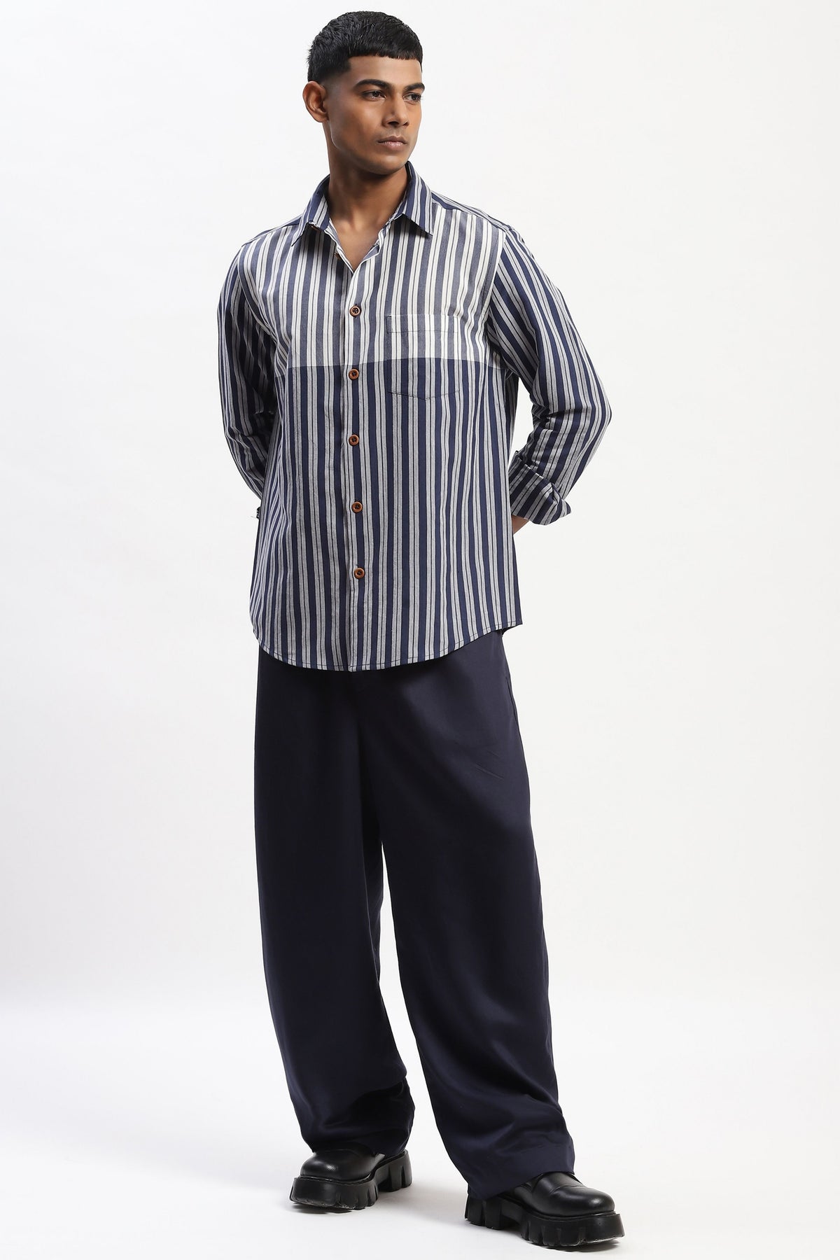 Navy Engineered Dual Woven Shirt