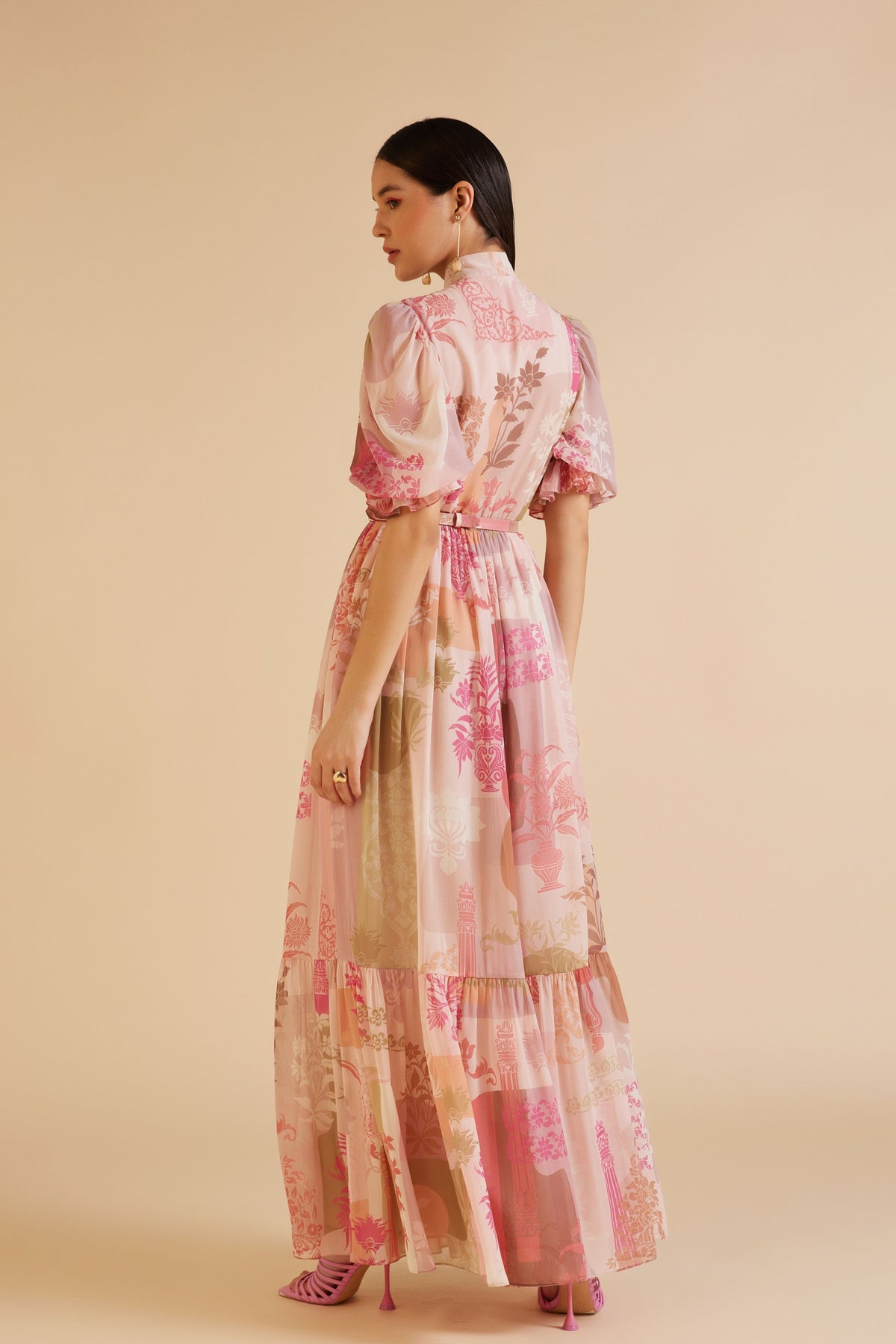 Arch Bow-Tie Tiered Maxi Dress