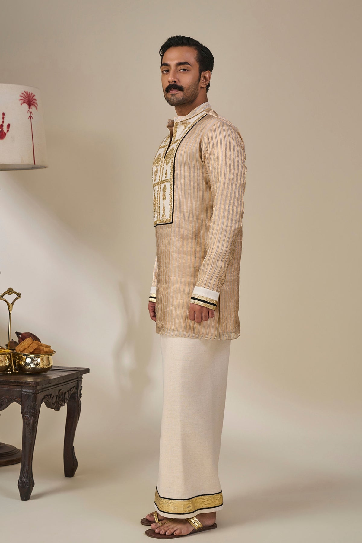 Ivory Kochi Conch Lungi Set