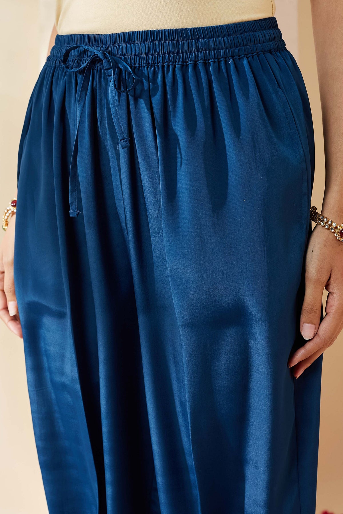 Blue Zari Stripe Kurta Set