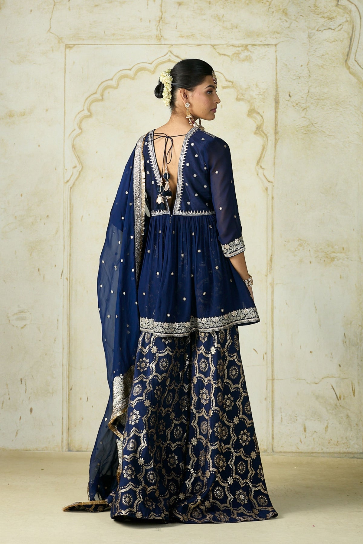 Navy Rida Sharara Set