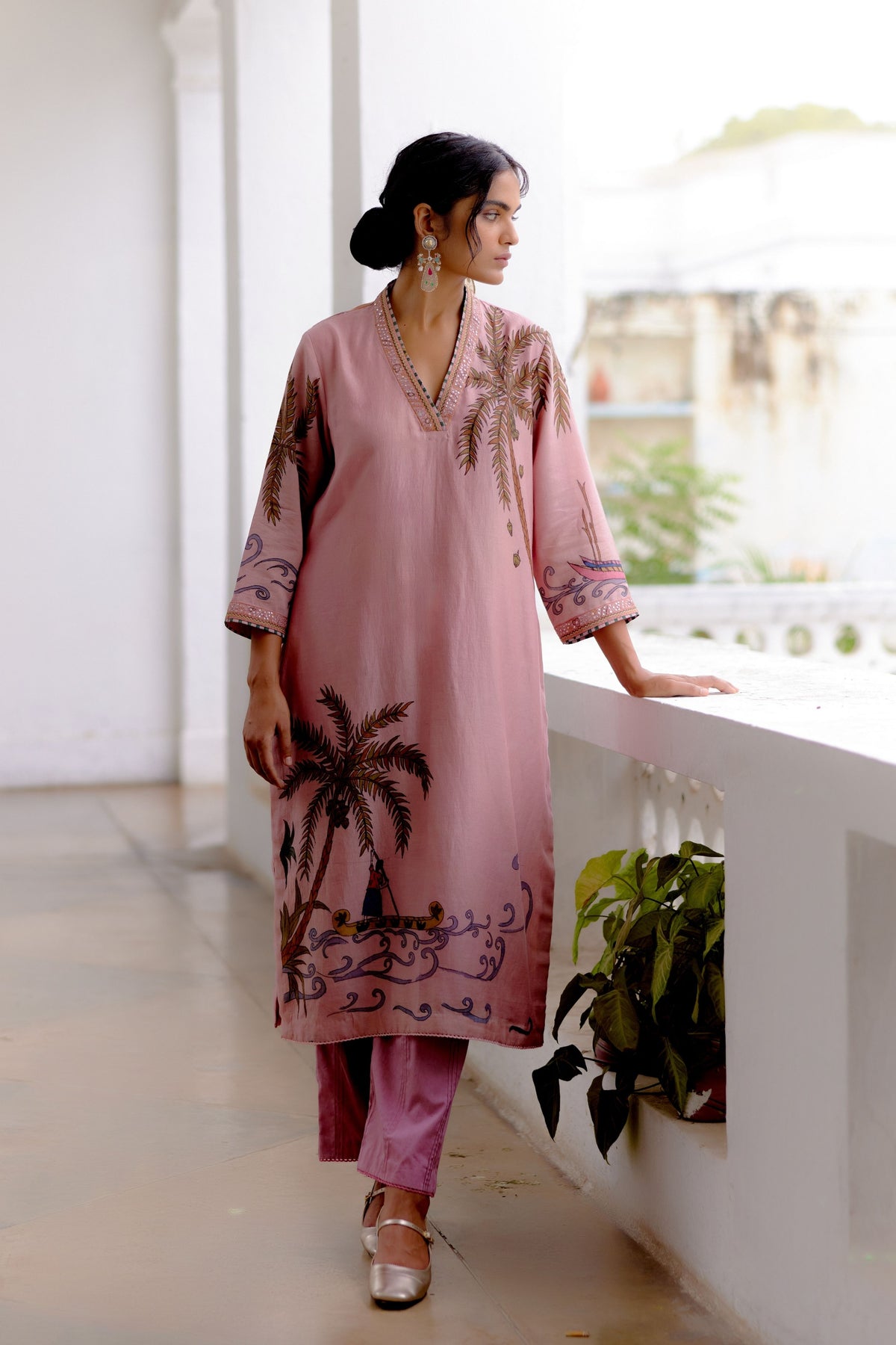 Rose Malabar Waves Kurta Set