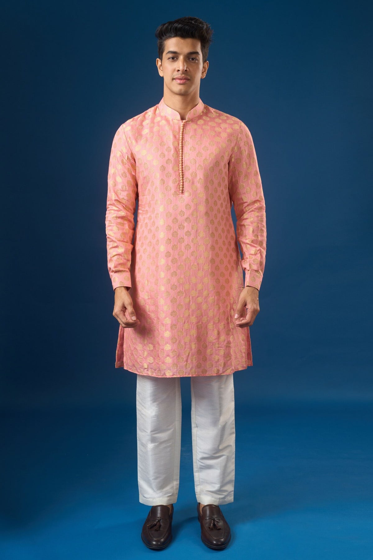 Mauve Brocade Kurta-bundi Set