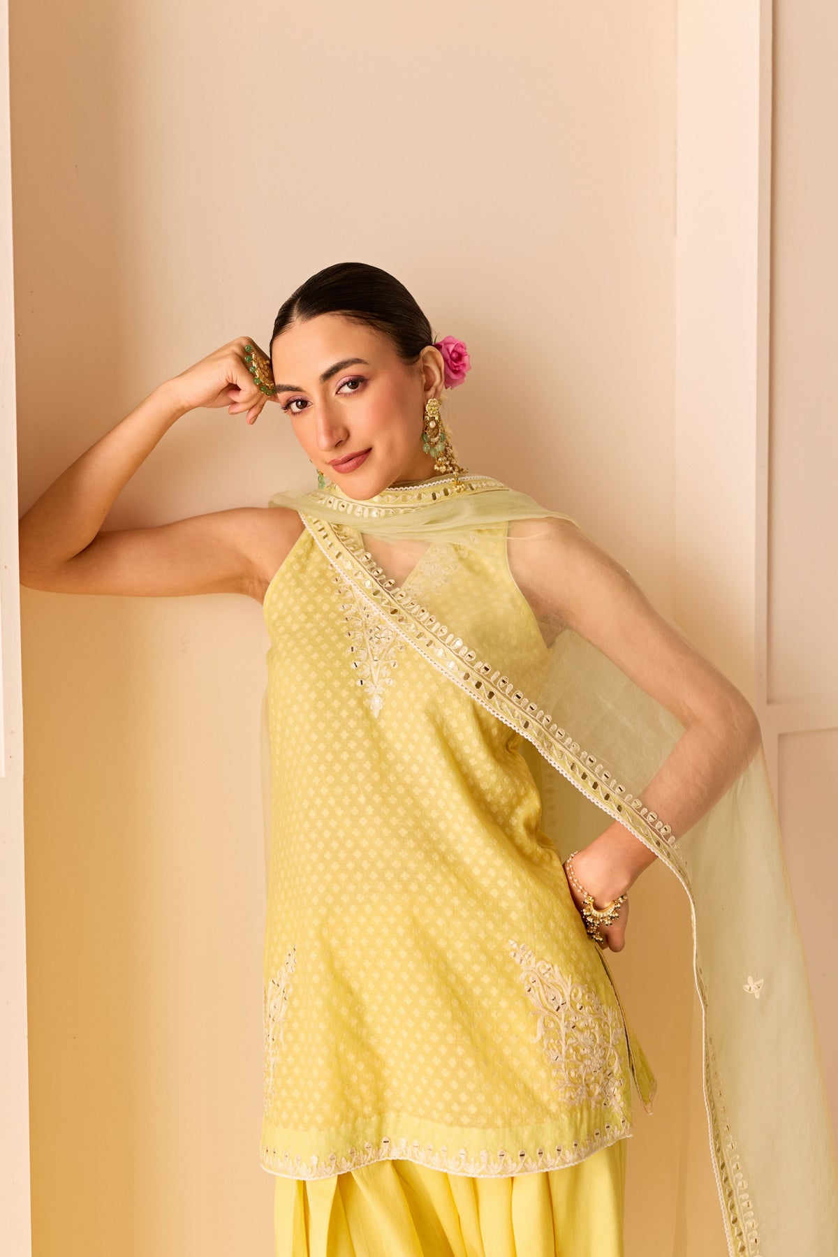 Miral Lemon Yellow Short Kurta Set
