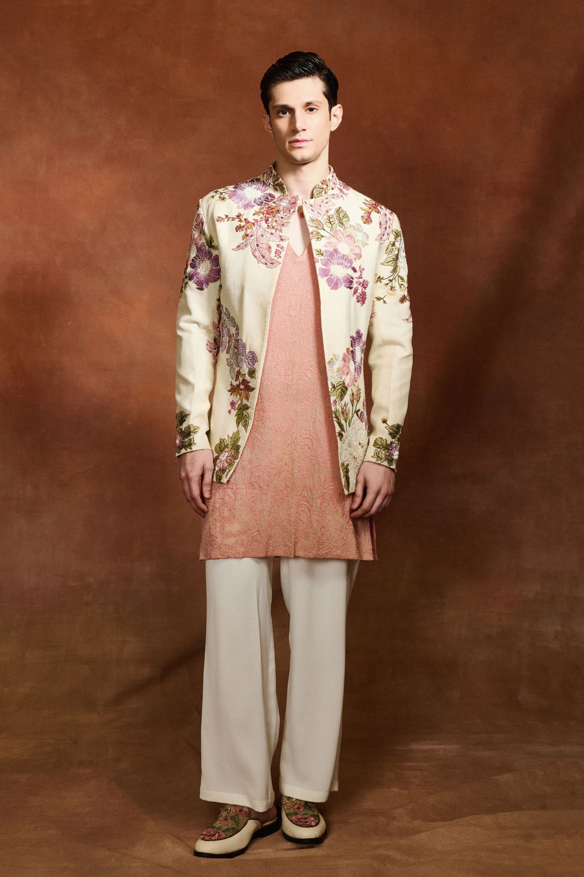 Ivory Embroidered Bhandgala Set