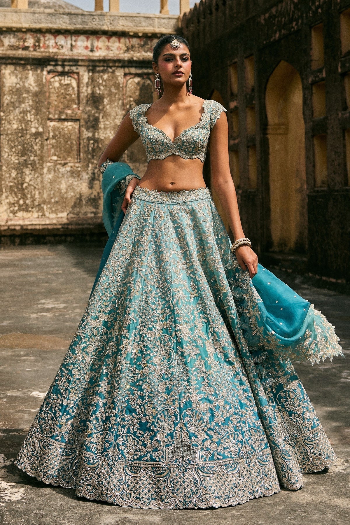 Blue Vajra Lehenga Set