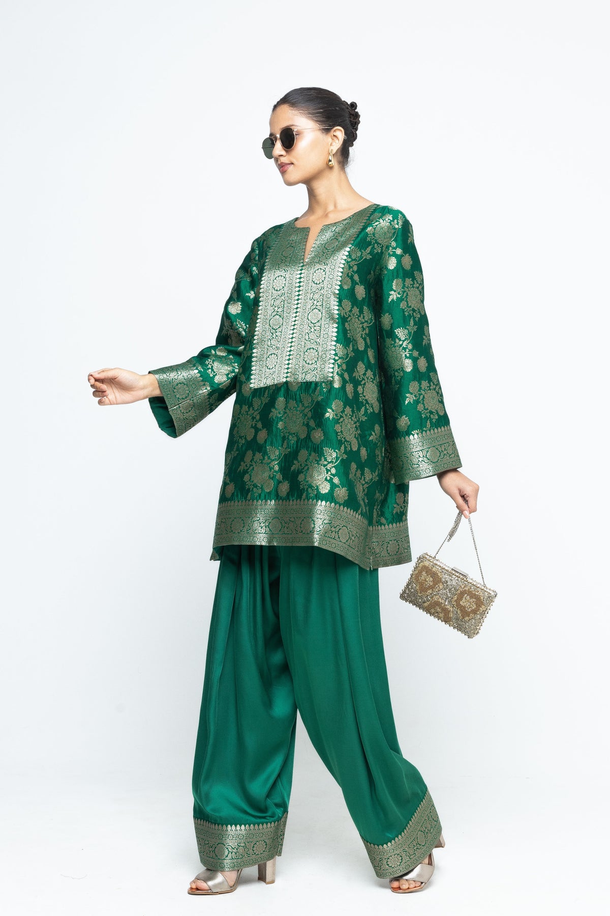 Gul Floral Green Tunic Set