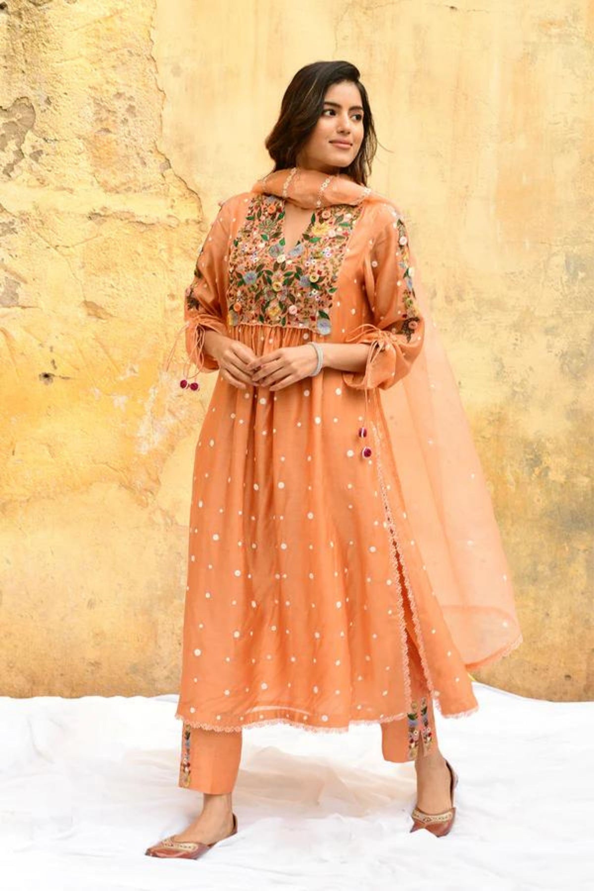 Peach Orchid Kurta Set