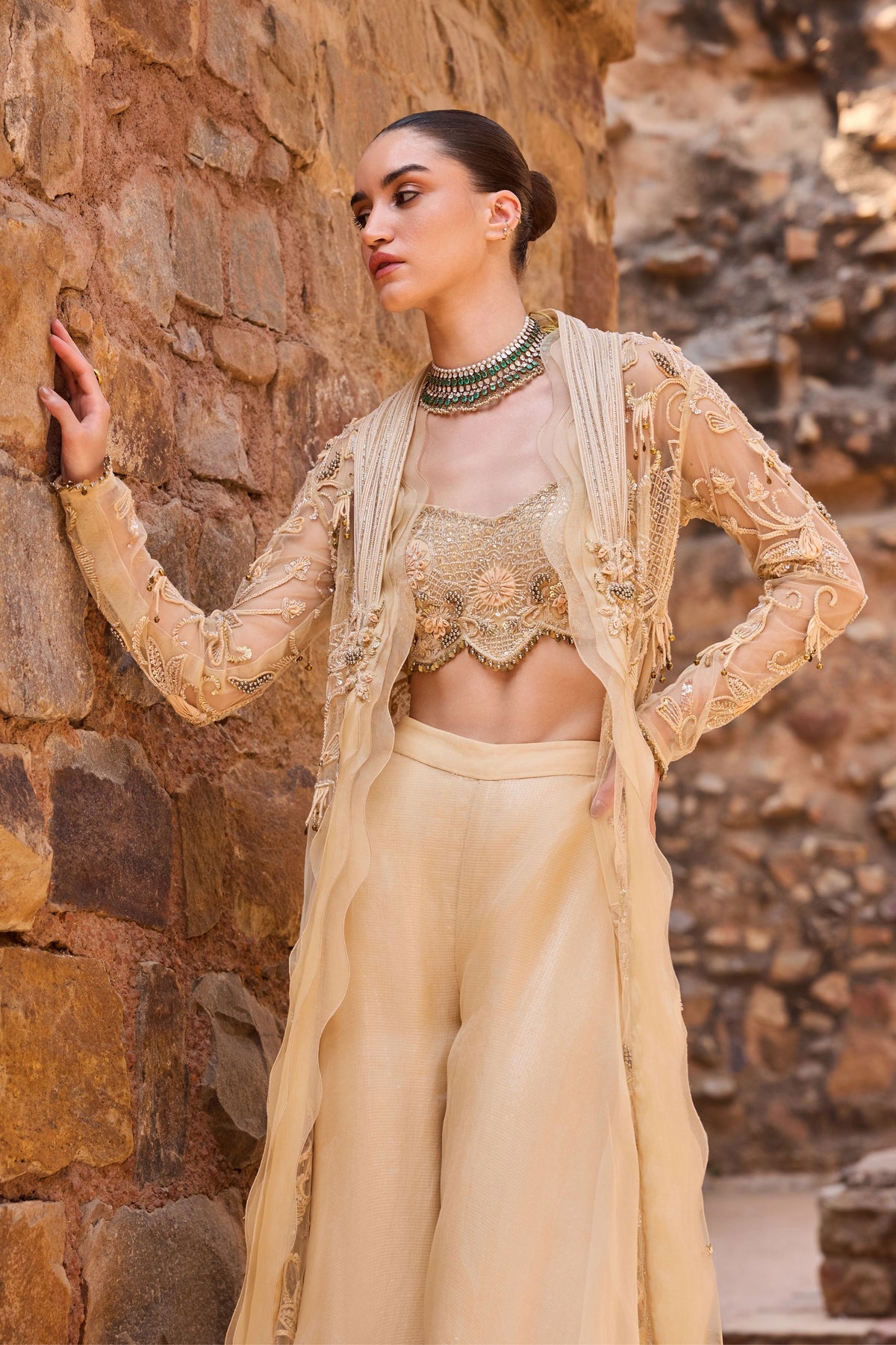 Champagne  Long Jacket Set