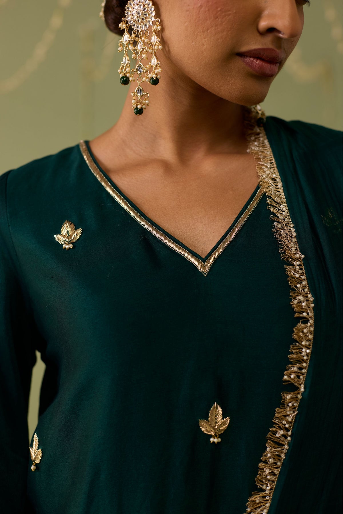 Green Embroidered Kurta Set