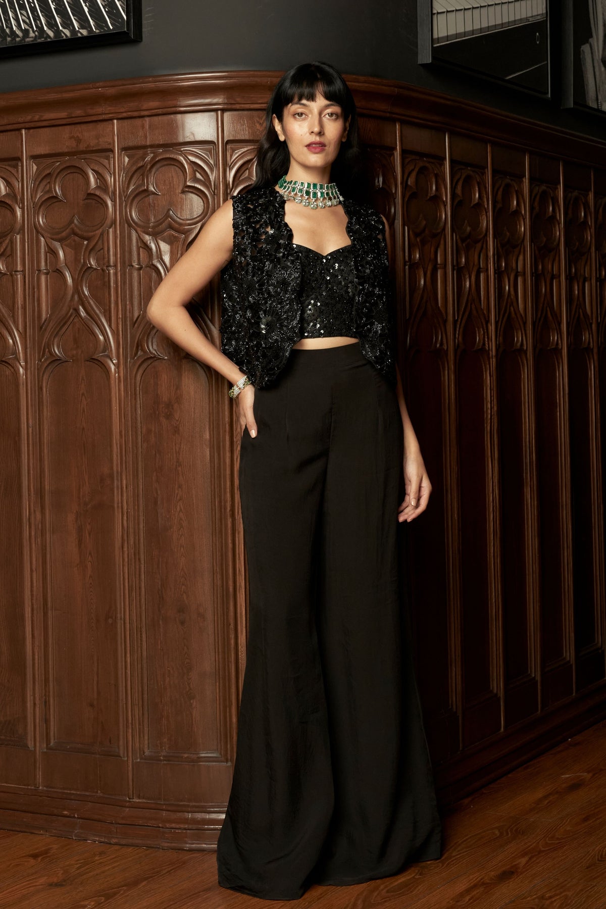 Black Short Jacket Set