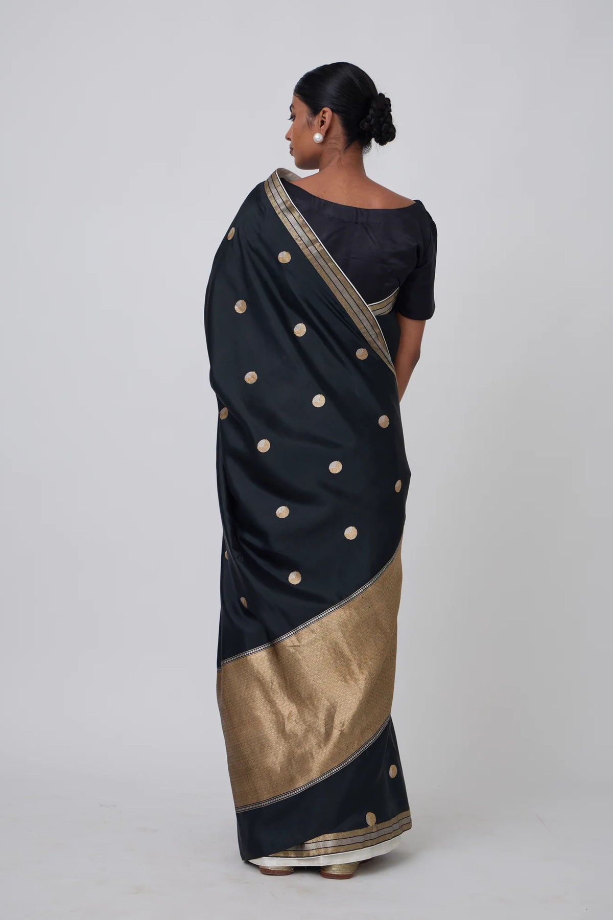 Booti Black Silk Saree