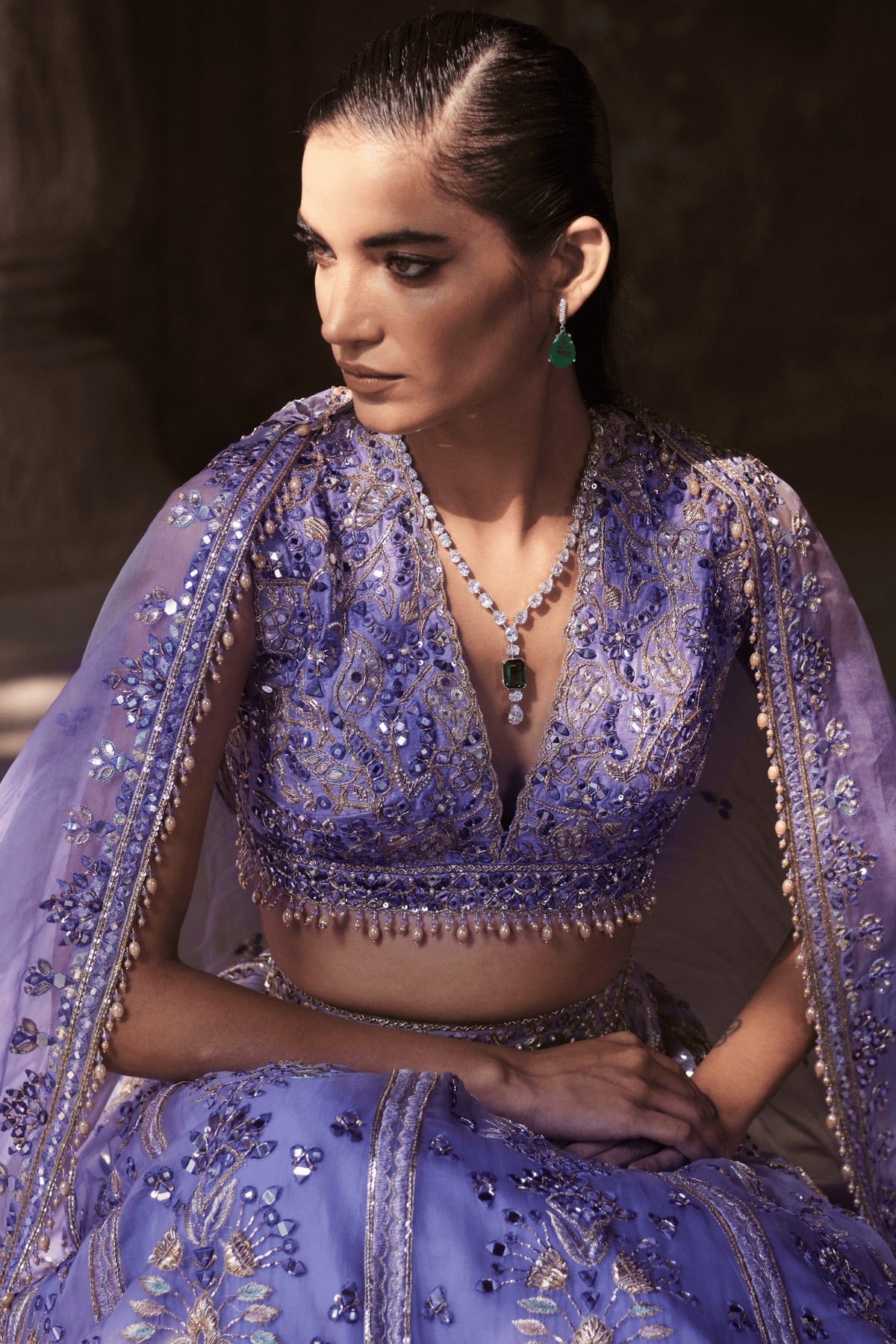 Lavender Organza Lehenga Set