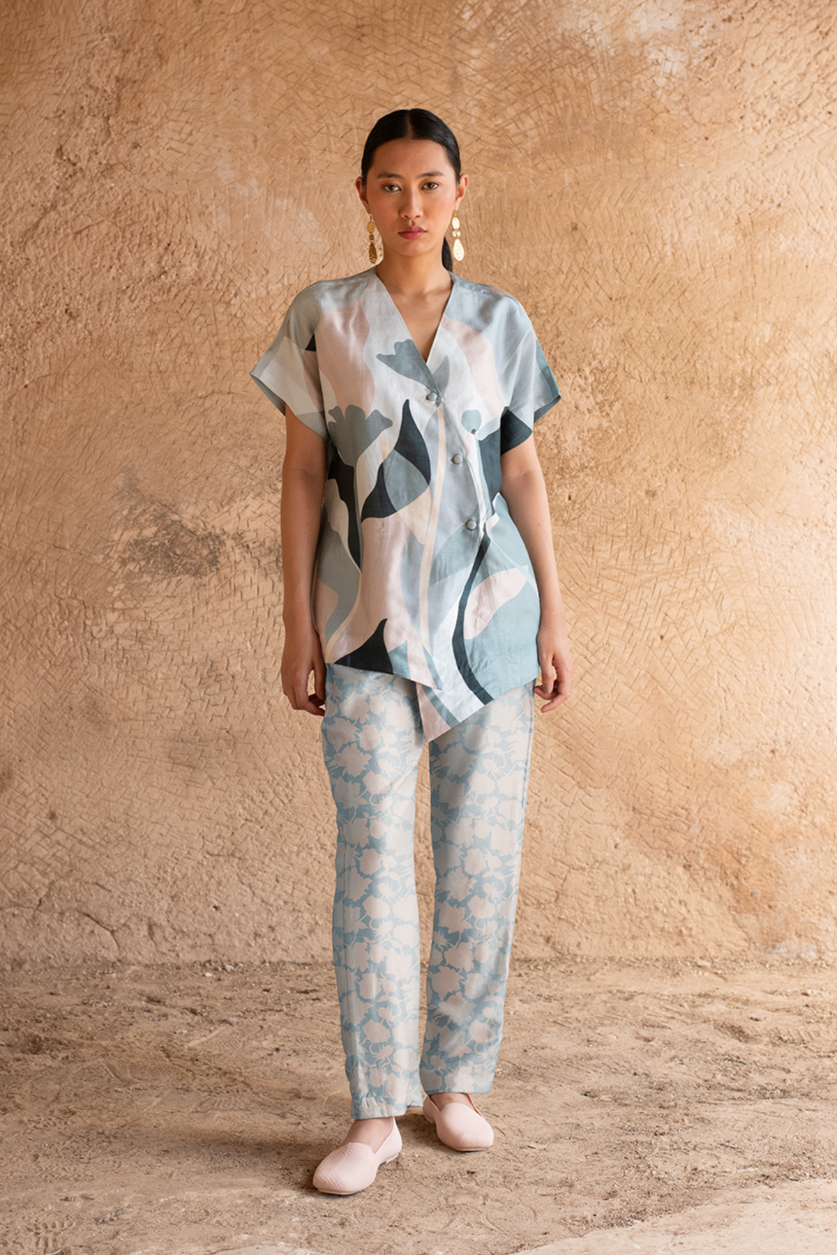 Powder Blue Overlapping Style Co-ord Set