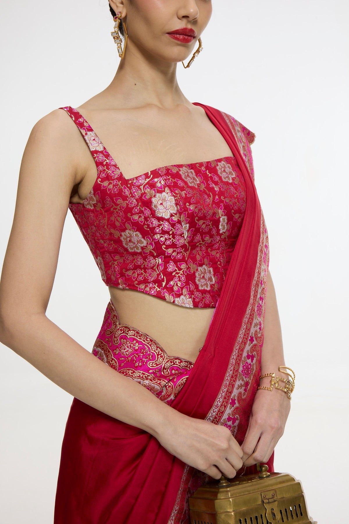 Rose Red Silk Saree