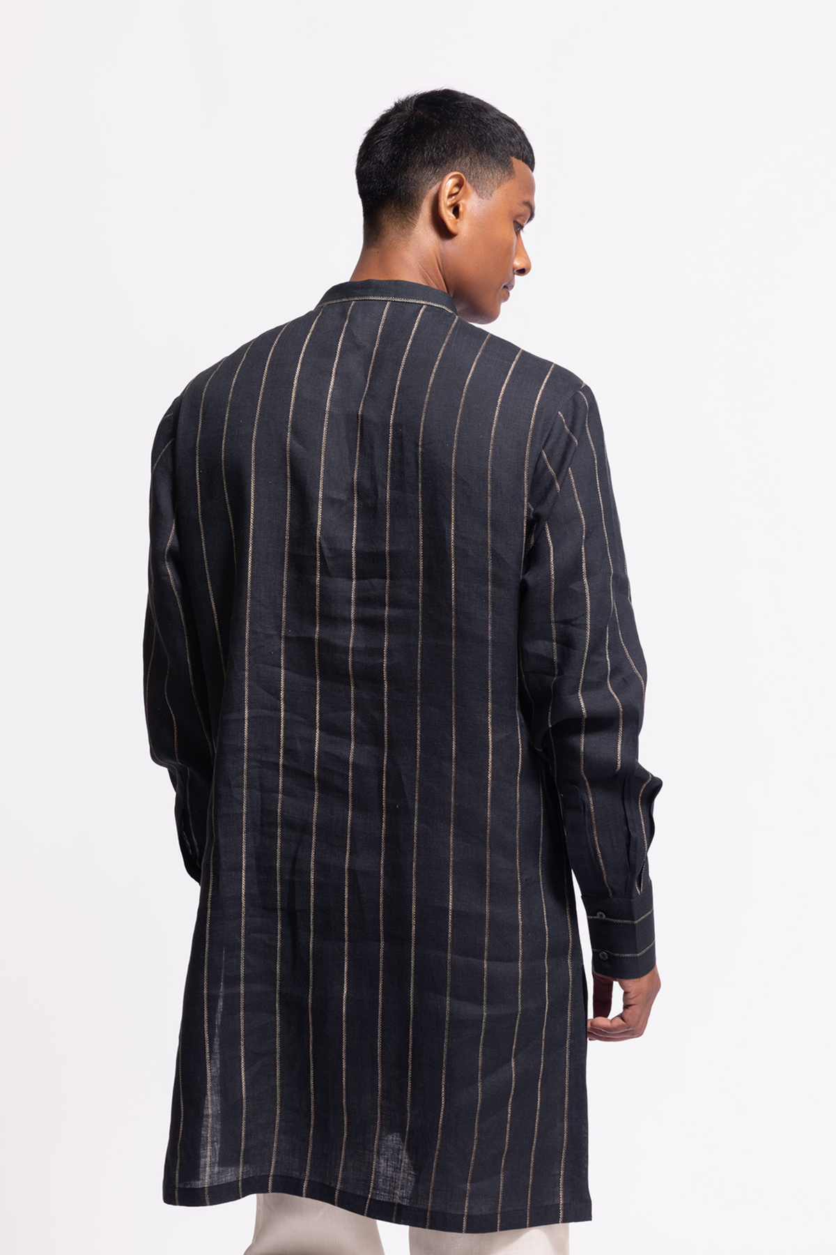 Striped Short Kurta With Pockets