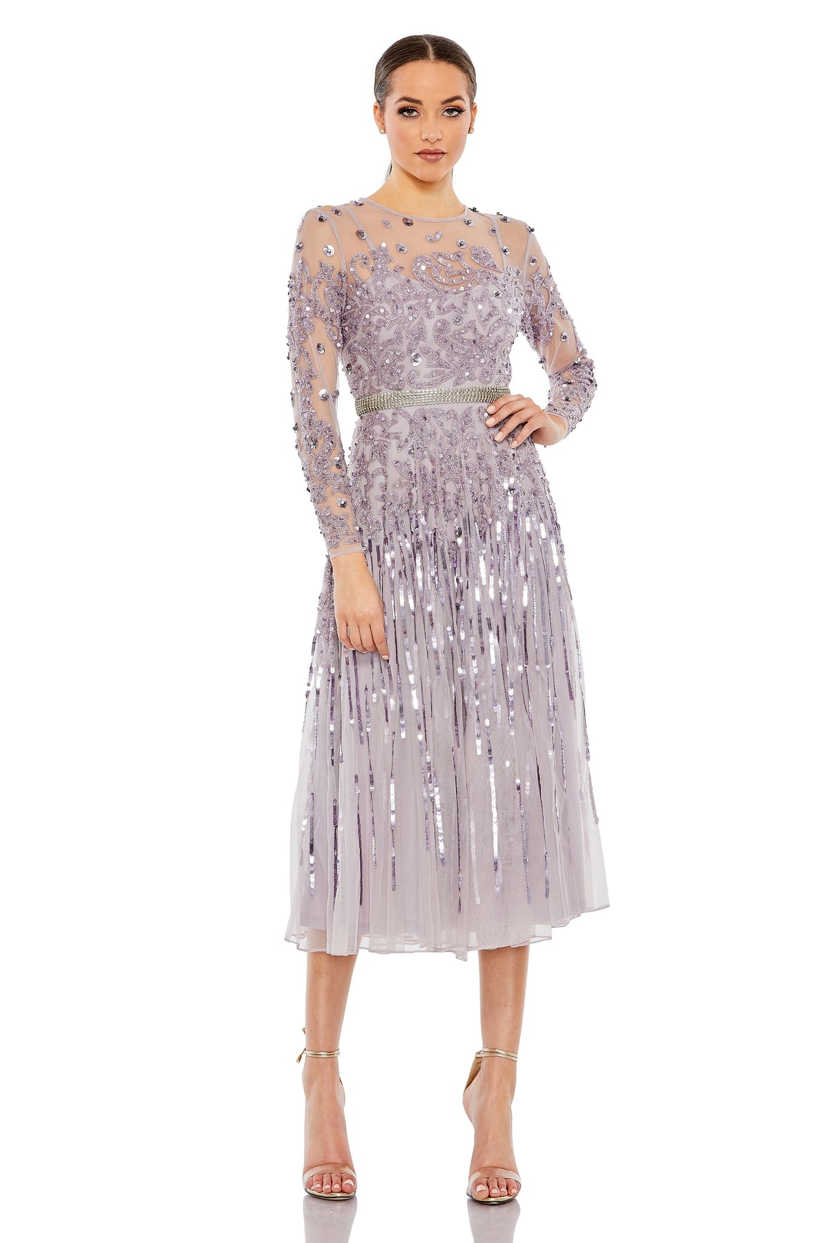 Illusion High Neckline Dress